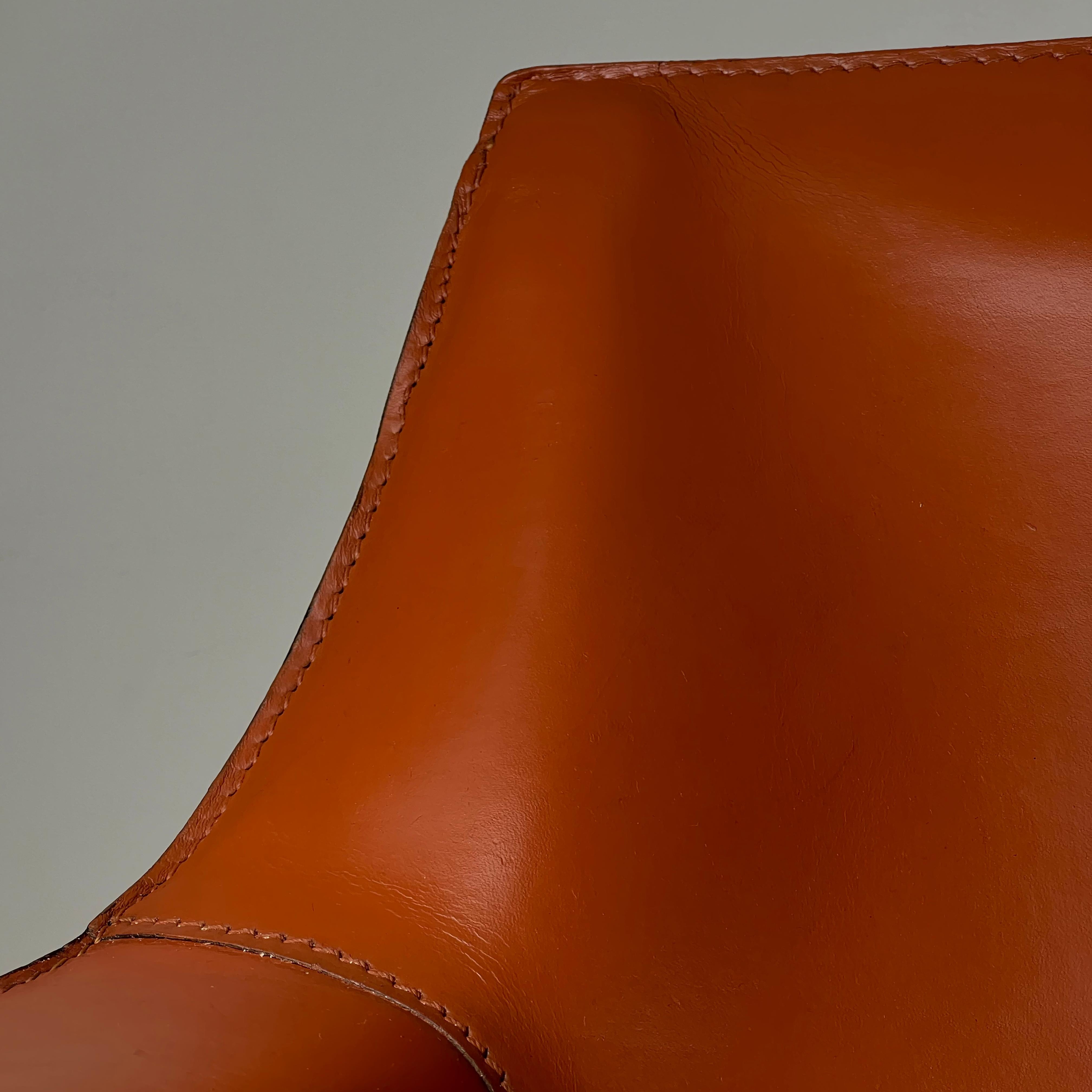 CAB 413 cognac leather armchair by Mario Bellini for Cassina, Italy 1970s For Sale 3