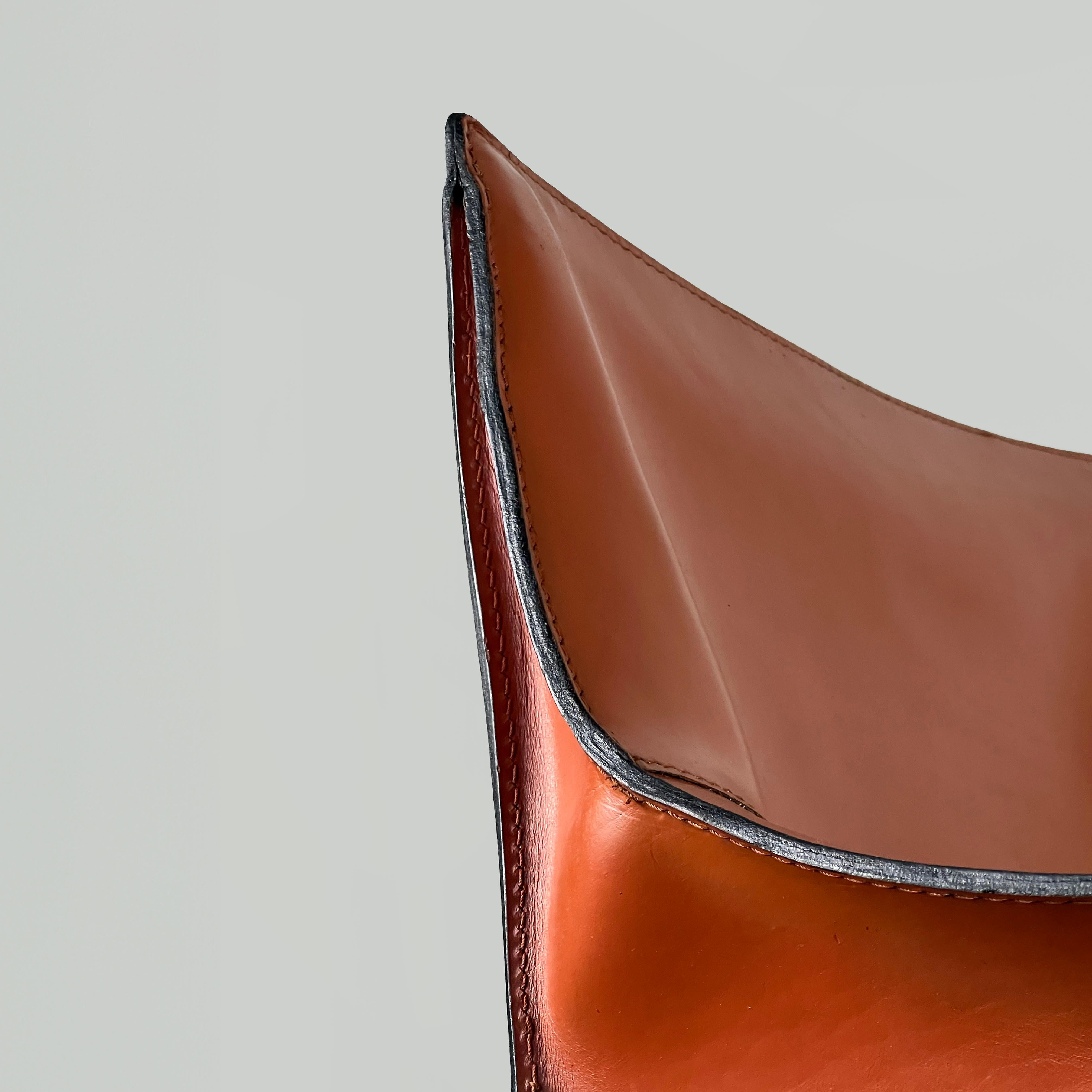 CAB 413 cognac leather armchair by Mario Bellini for Cassina, Italy 1970s 5
