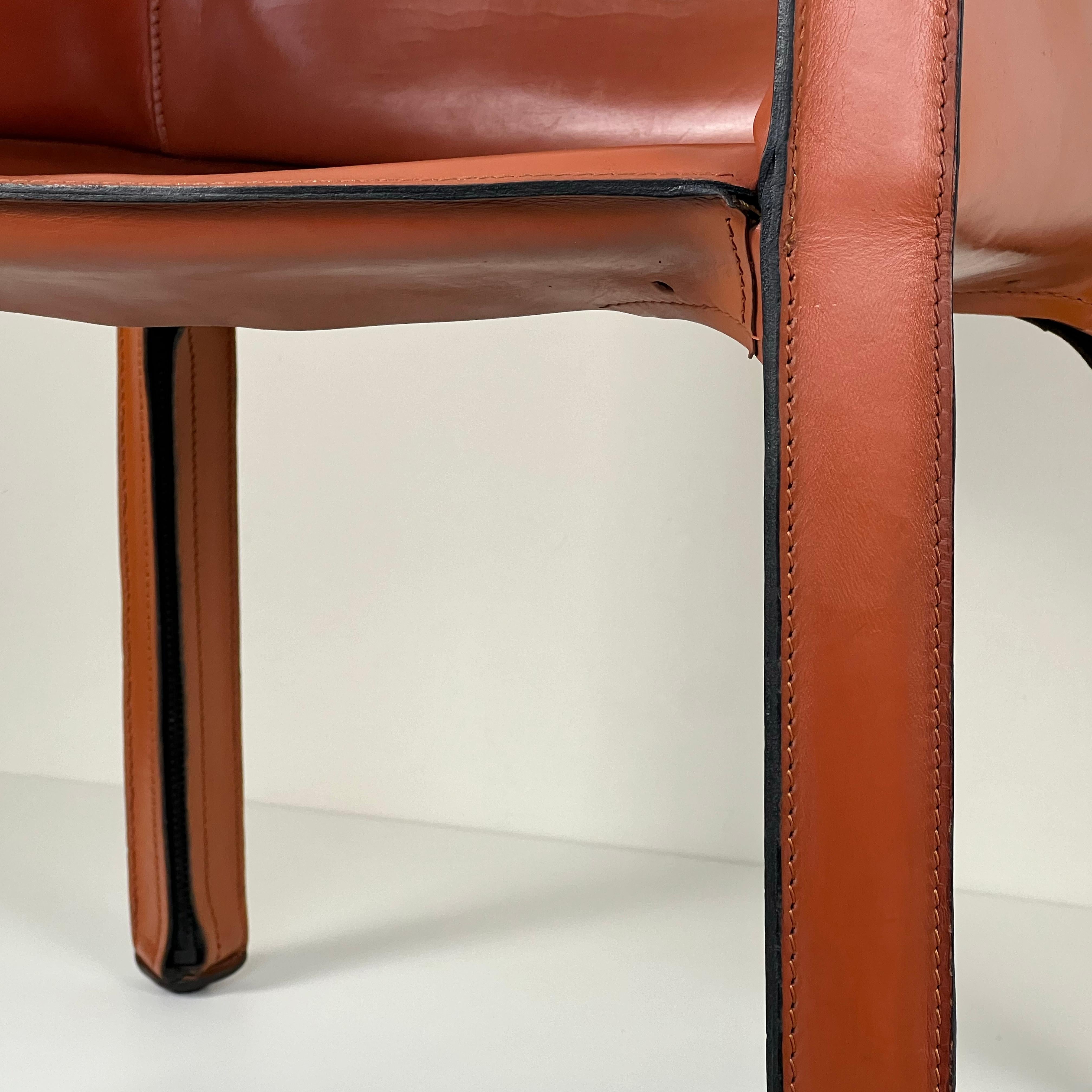 Late 20th Century CAB 413 cognac leather armchair by Mario Bellini for Cassina, Italy 1970s