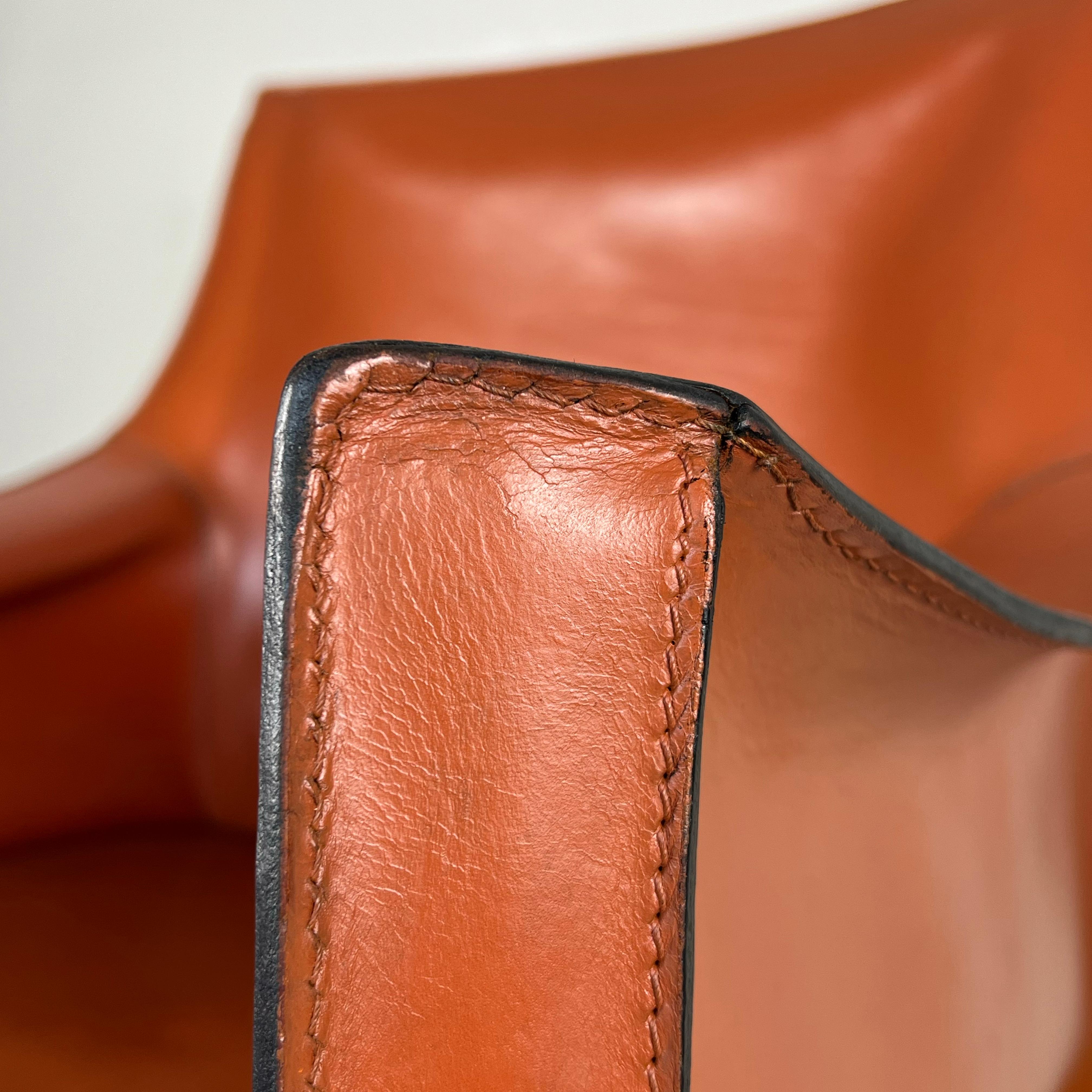 Leather CAB 413 cognac leather armchair by Mario Bellini for Cassina, Italy 1970s