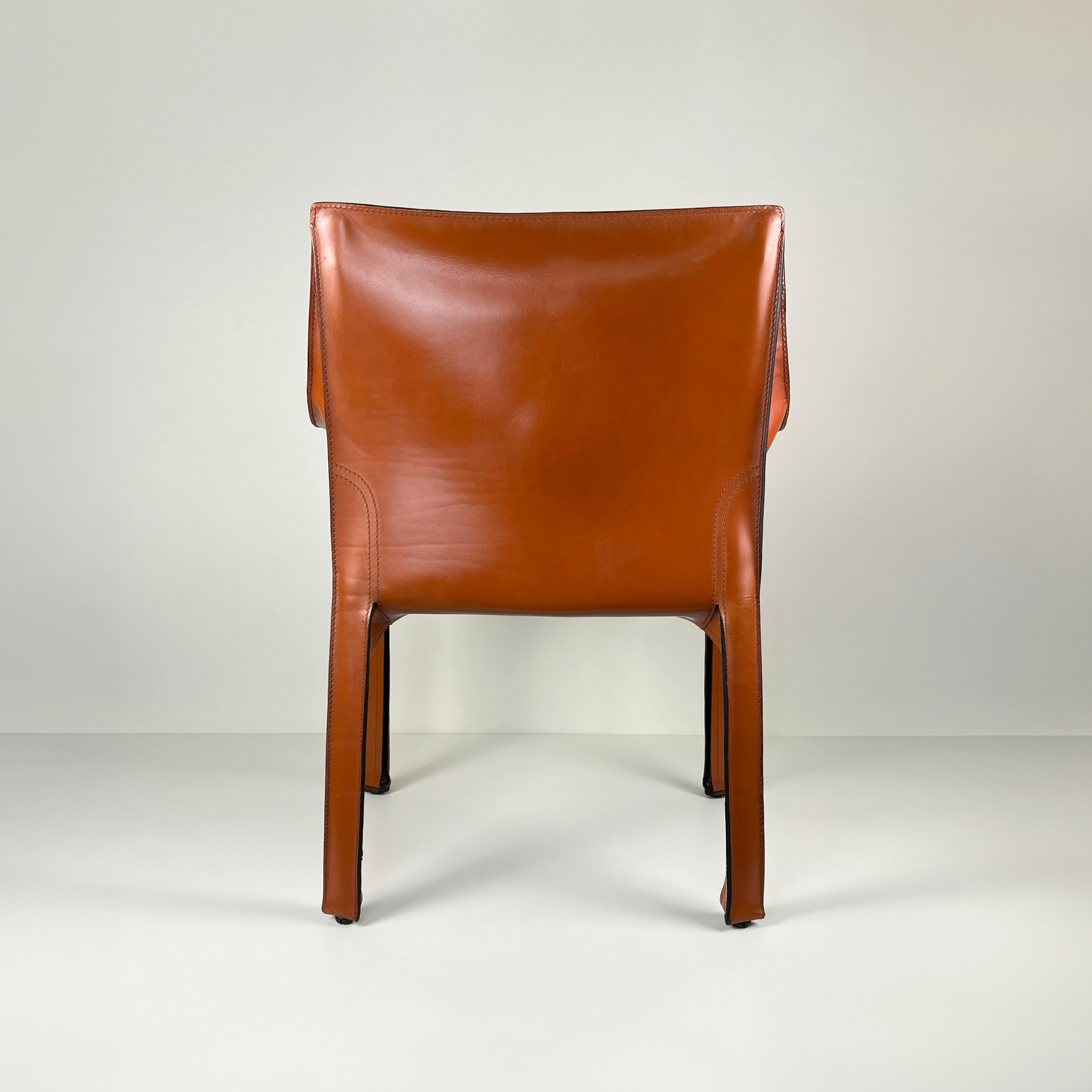 CAB 413 cognac leather armchair by Mario Bellini for Cassina, Italy 1970s For Sale 1