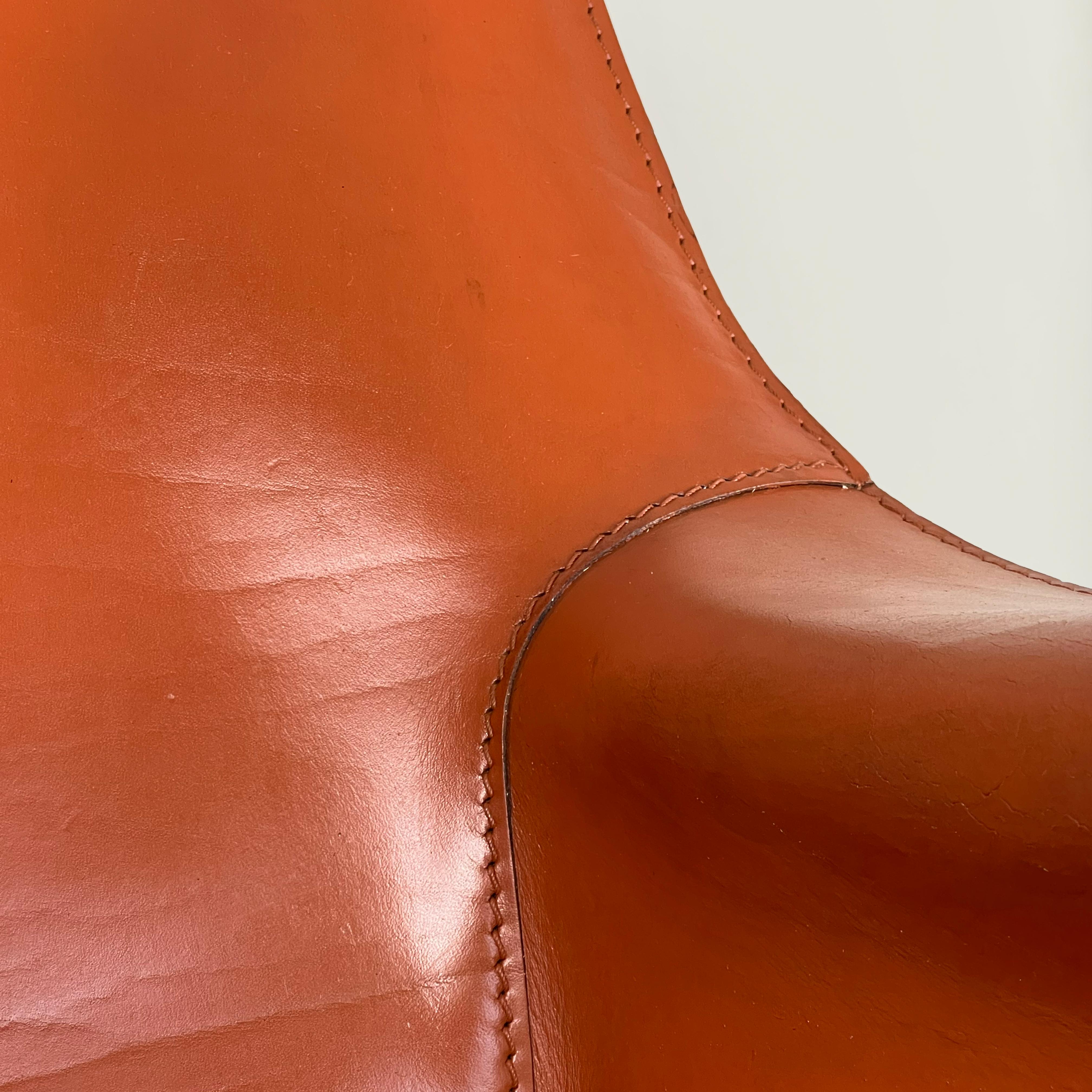 CAB 413 cognac leather armchair by Mario Bellini for Cassina, Italy 1970s 2