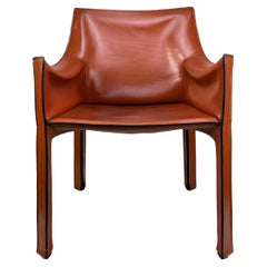 Vintage CAB 413 cognac leather armchair by Mario Bellini for Cassina, Italy 1970s