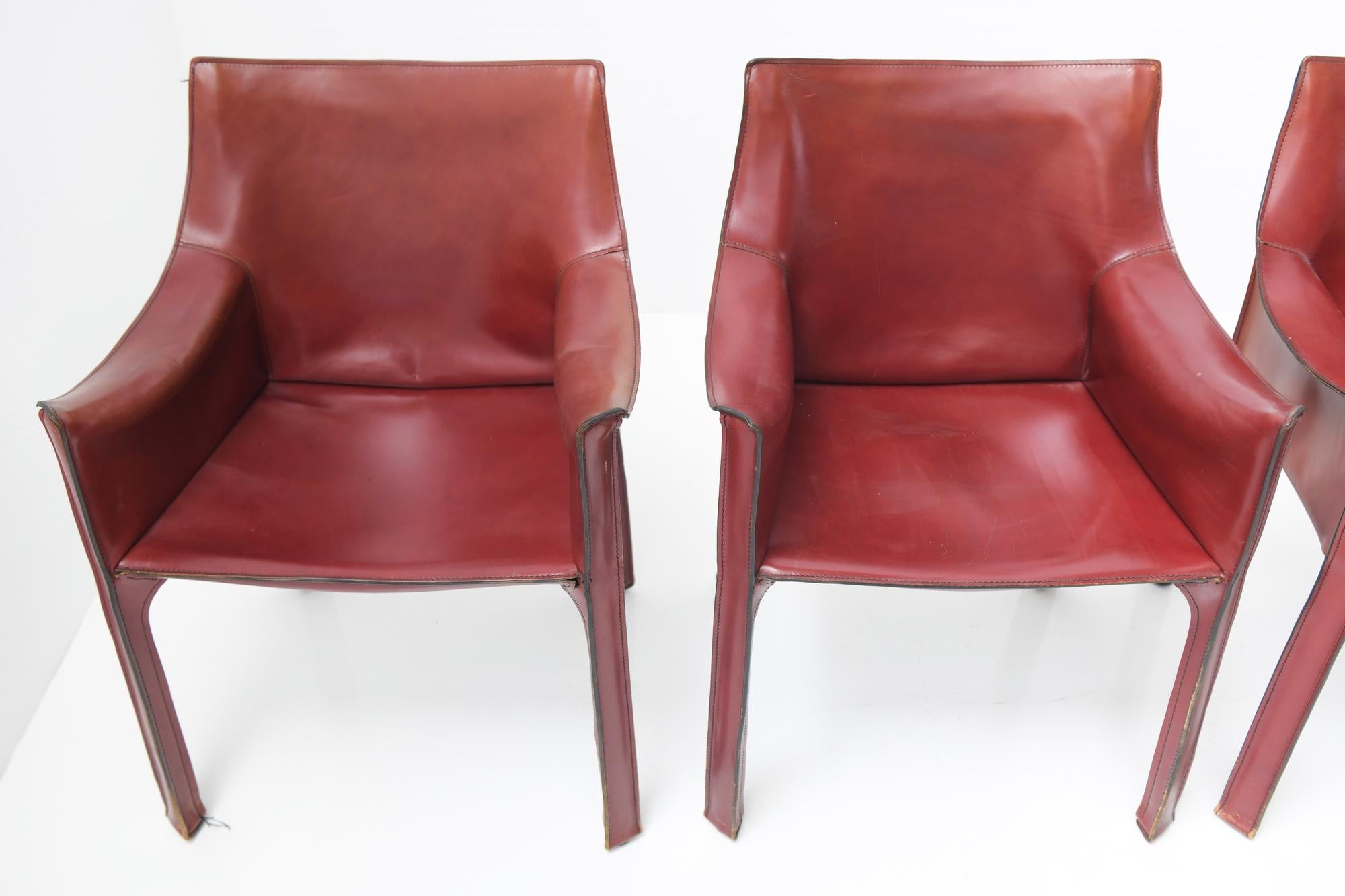 Leather CAB 413 Dining Chairs, Mario Bellini, Cassina