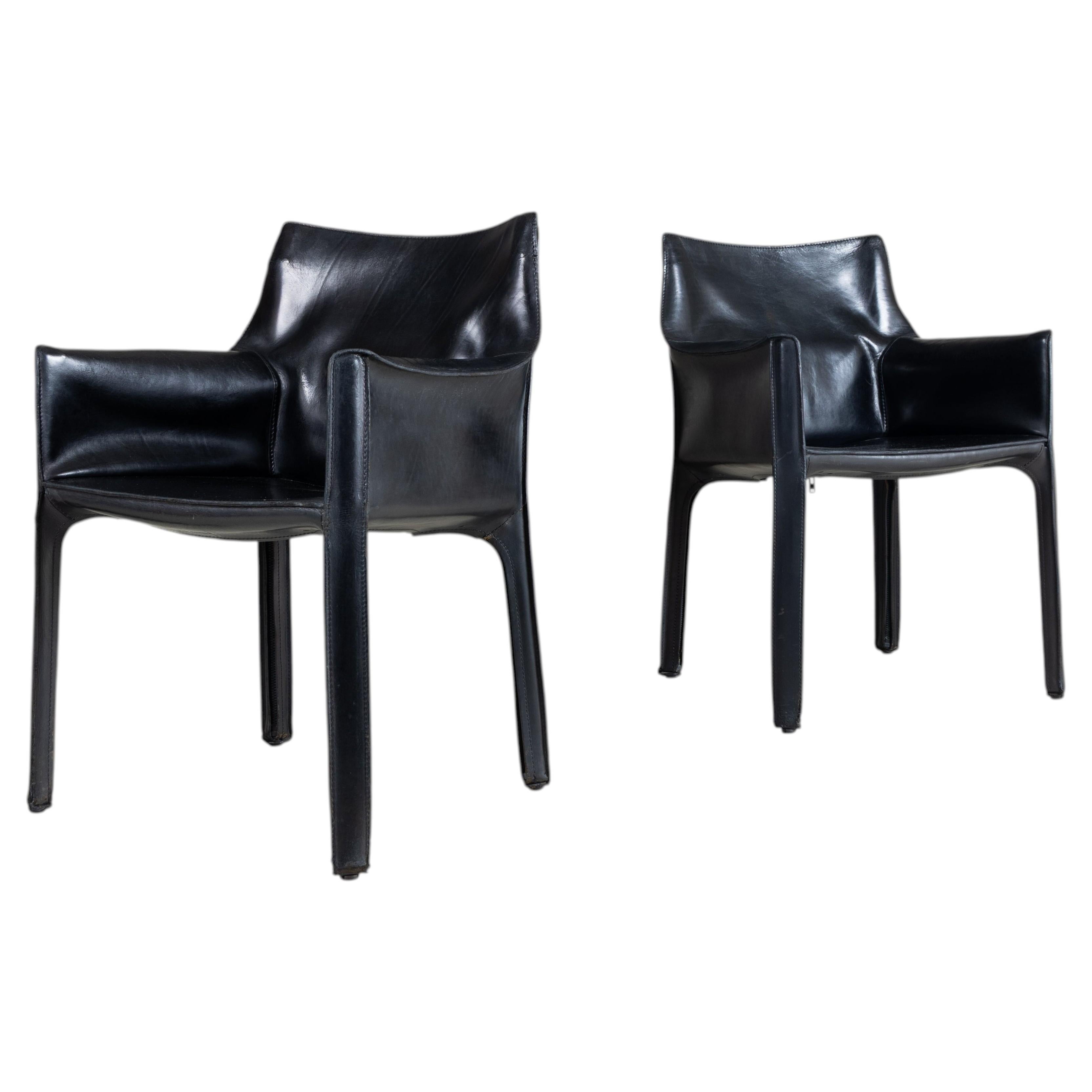 Cab 413 Mario Bellini Cassina chairs, 1970, set of 2