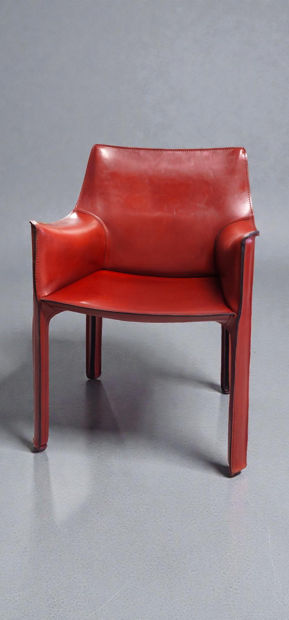 Cab 413 Sechser-Sessel aus mehrfarbigem Leder von Mario Bellini für Cassina im Angebot 4