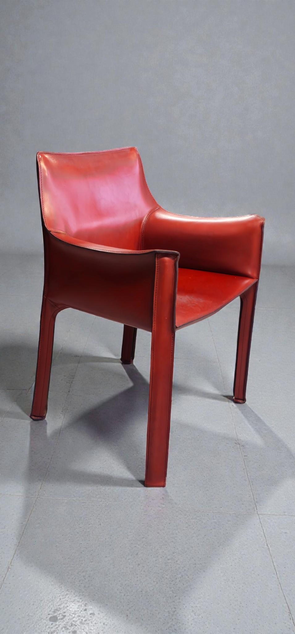 Cab 413 Sechser-Sessel aus mehrfarbigem Leder von Mario Bellini für Cassina im Angebot 5