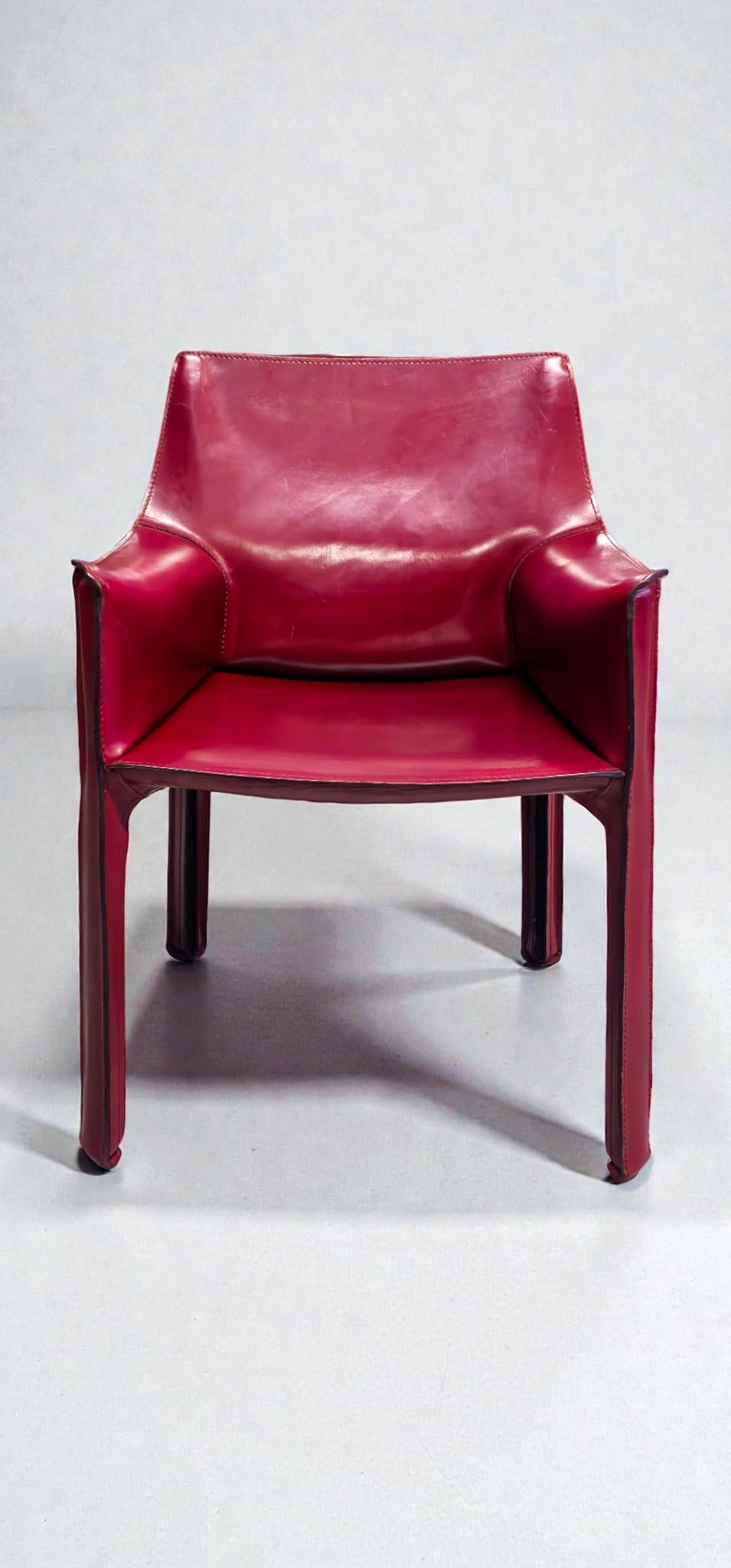 Cab 413 Set of Six Armchairs in Multicolor Leather by Mario Bellini for Cassina en venta 6