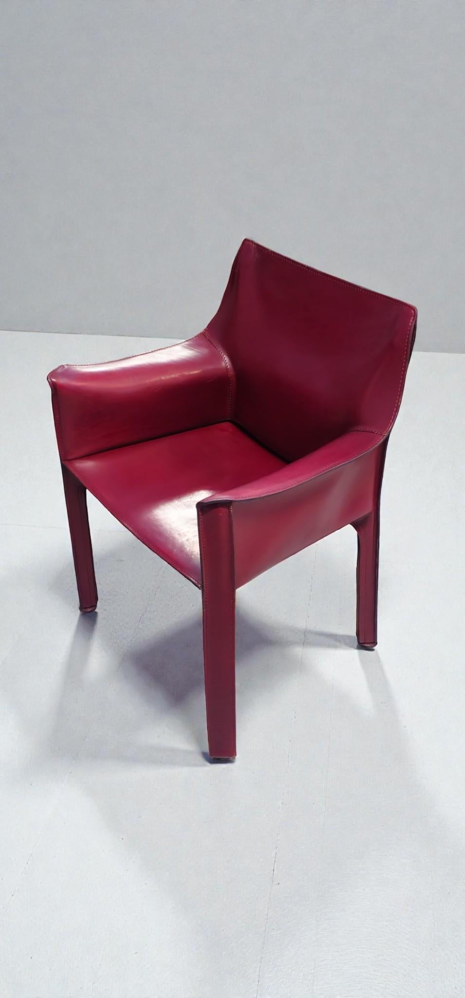 Cab 413 Sechser-Sessel aus mehrfarbigem Leder von Mario Bellini für Cassina im Angebot 7