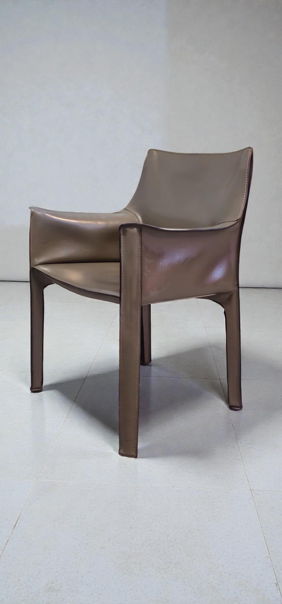 Cab 413 Sechser-Sessel aus mehrfarbigem Leder von Mario Bellini für Cassina im Angebot 8