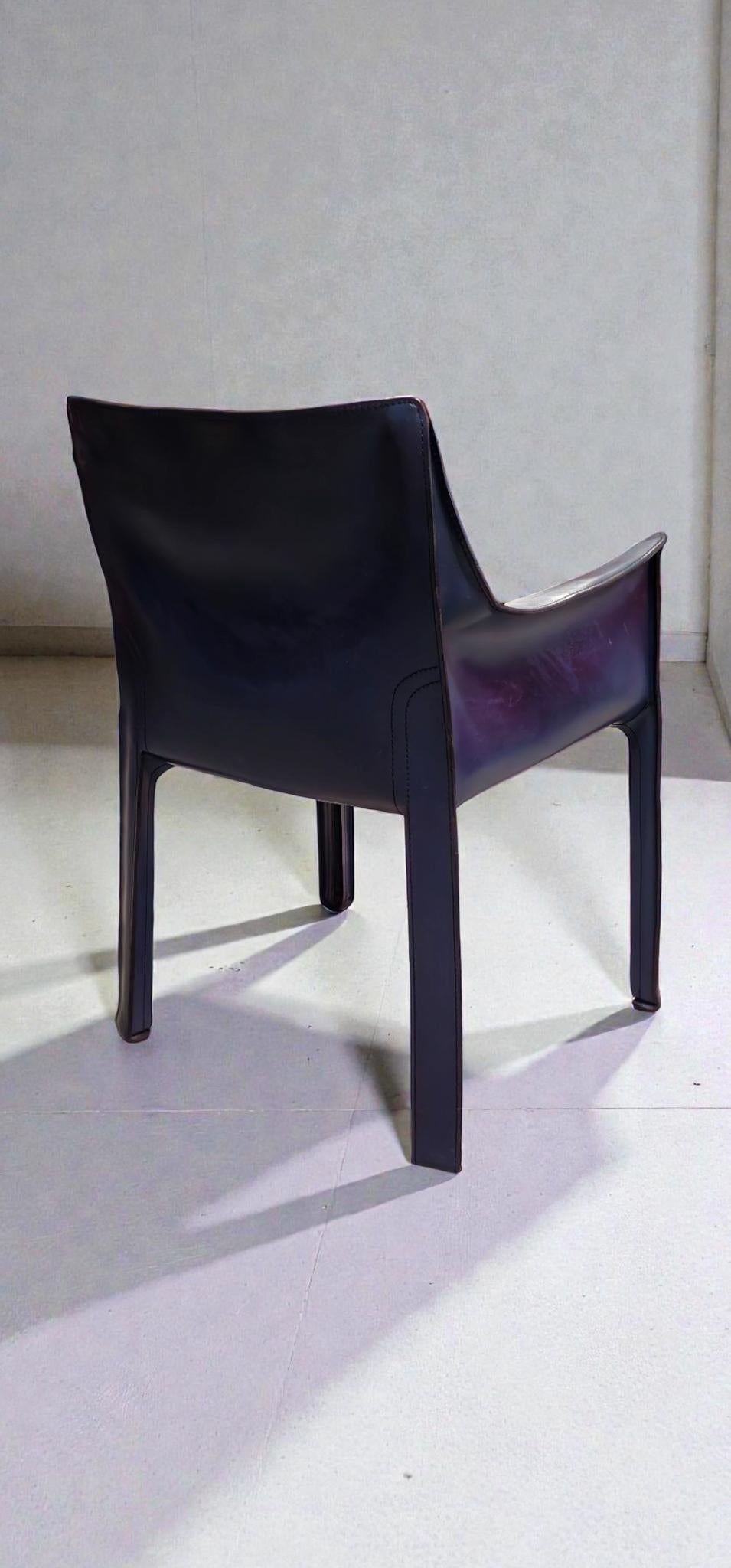 Cab 413 Set of Six Armchairs in Multicolor Leather by Mario Bellini for Cassina en venta 9