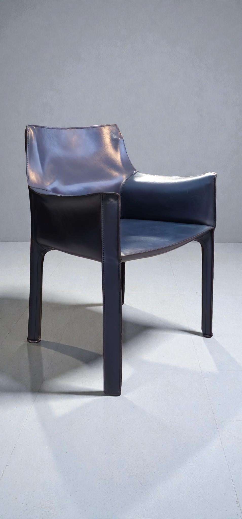 Cab 413 Sechser-Sessel aus mehrfarbigem Leder von Mario Bellini für Cassina im Angebot 9