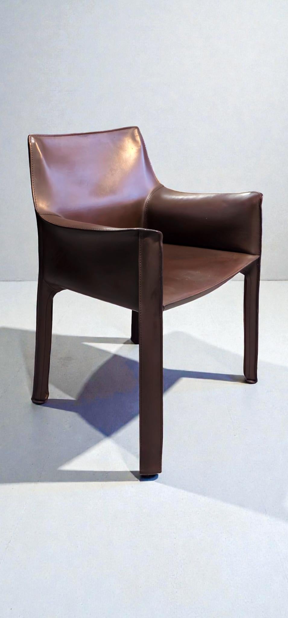 Cab 413 Set of Six Armchairs in Multicolor Leather by Mario Bellini for Cassina en venta 10