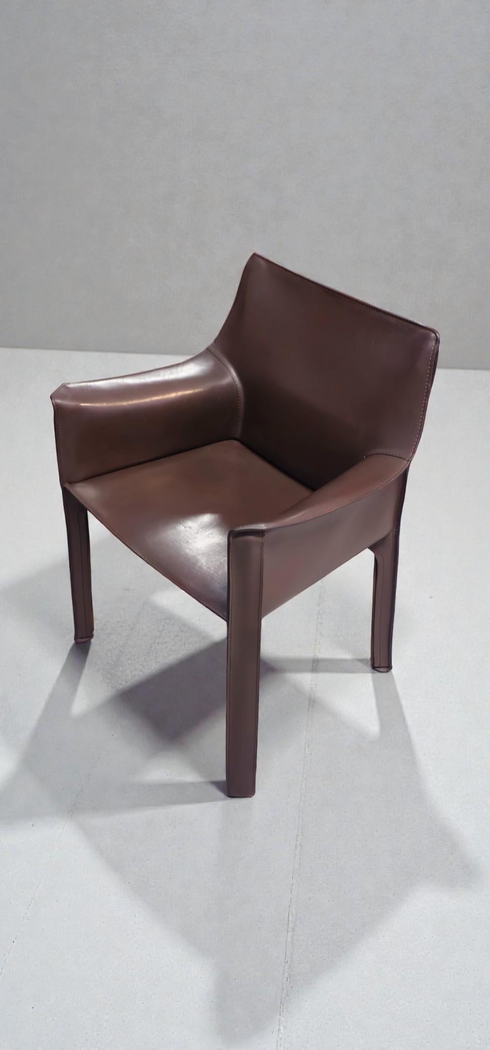 Cab 413 Sechser-Sessel aus mehrfarbigem Leder von Mario Bellini für Cassina im Angebot 11