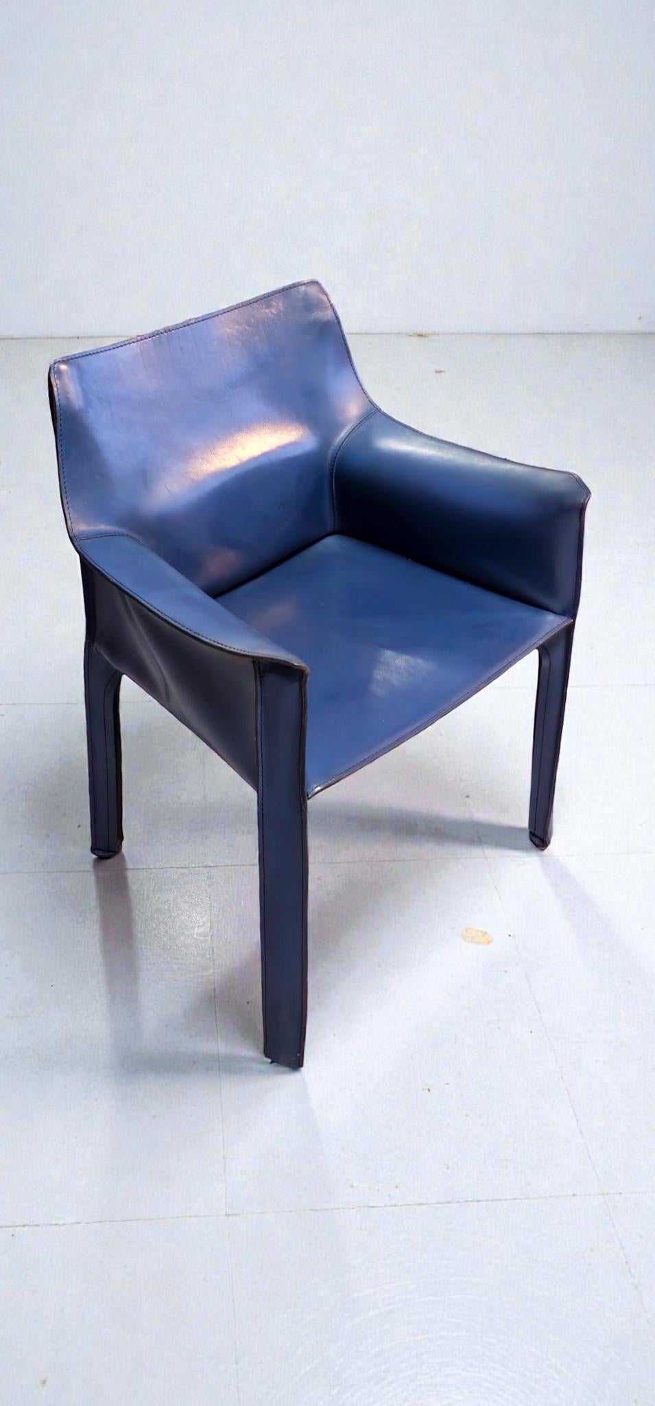 Cab 413 Set of Six Armchairs in Multicolor Leather by Mario Bellini for Cassina en venta 12