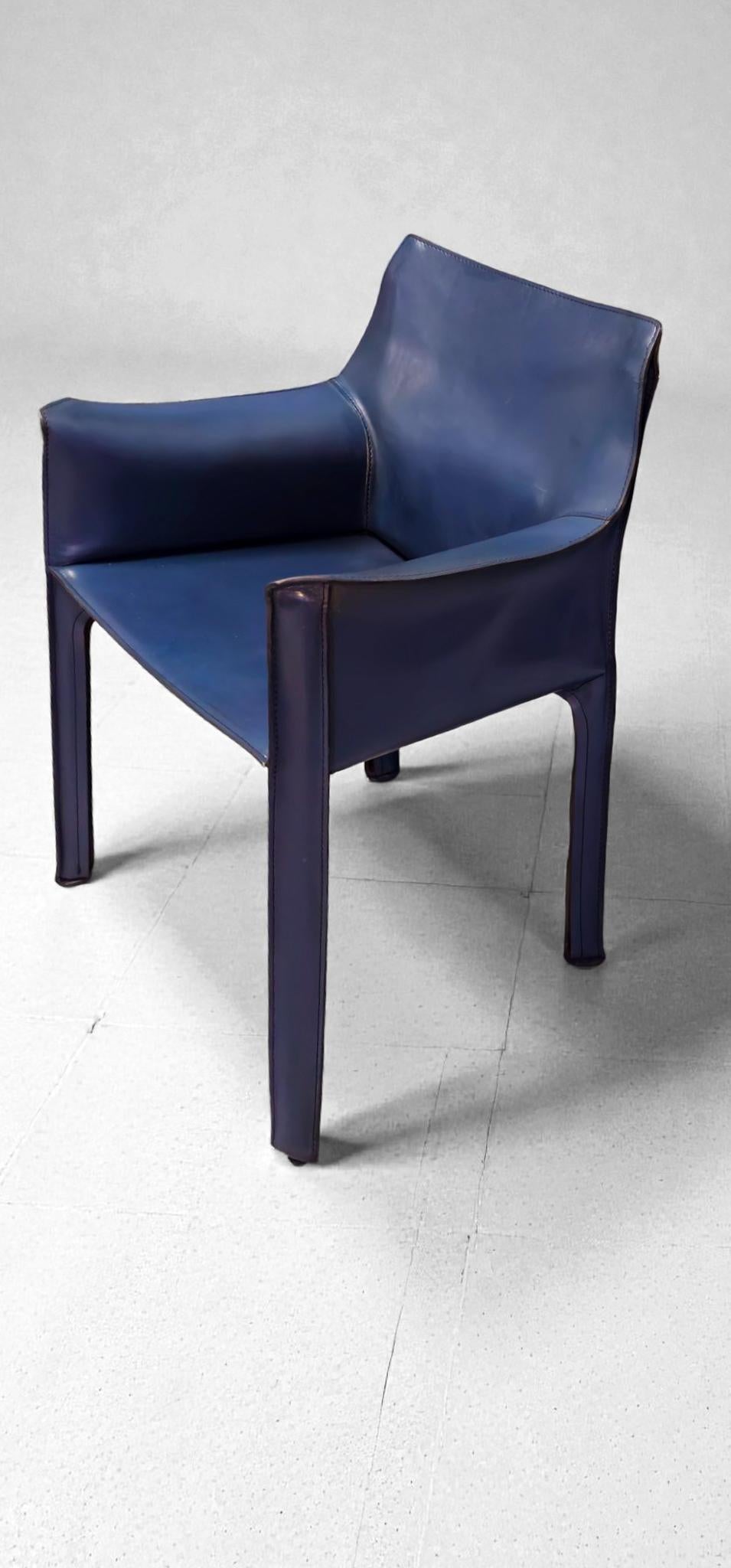 Cab 413 Set of Six Armchairs in Multicolor Leather by Mario Bellini for Cassina en venta 13