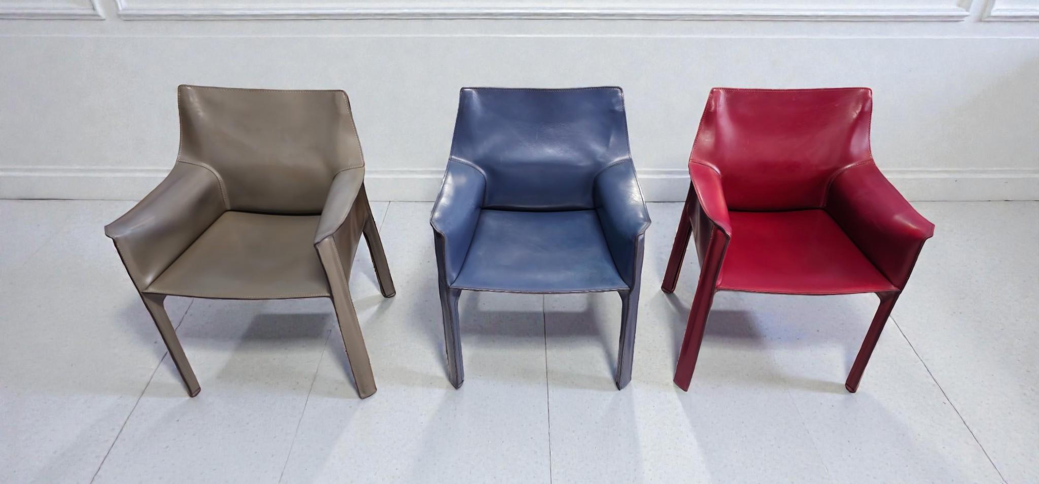 Cab 413 Sechser-Sessel aus mehrfarbigem Leder von Mario Bellini für Cassina (Moderne der Mitte des Jahrhunderts) im Angebot