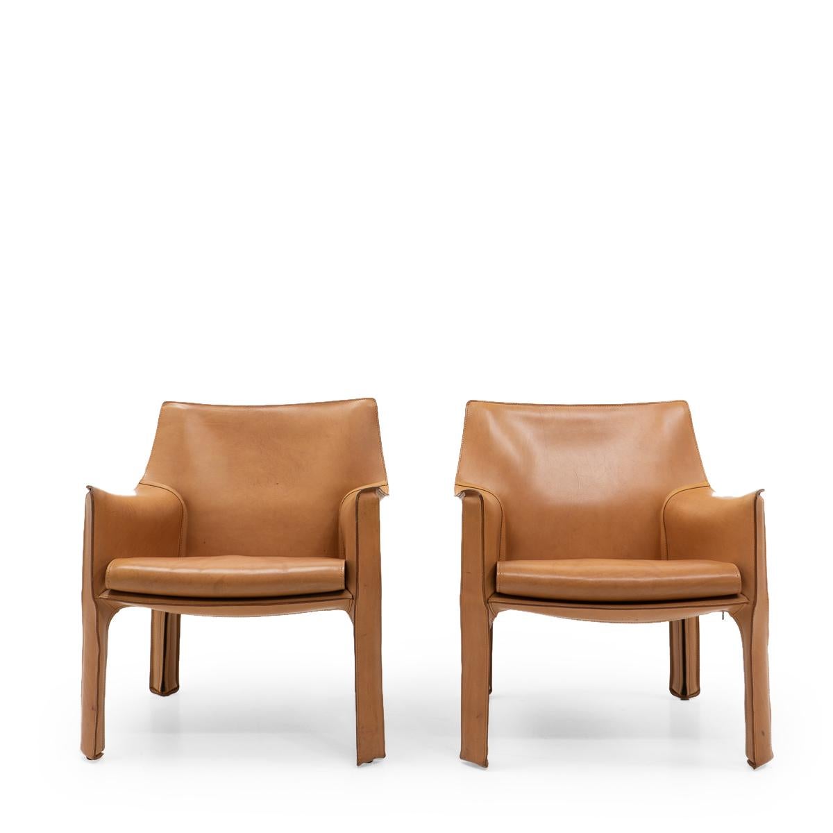 Cab 414 Armchairs by Mario Bellini for Cassina For Sale 2