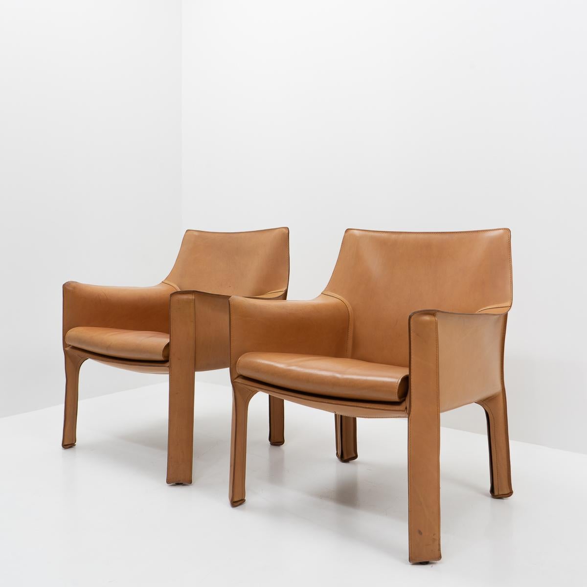 Cab 414 Armchairs by Mario Bellini for Cassina For Sale 6