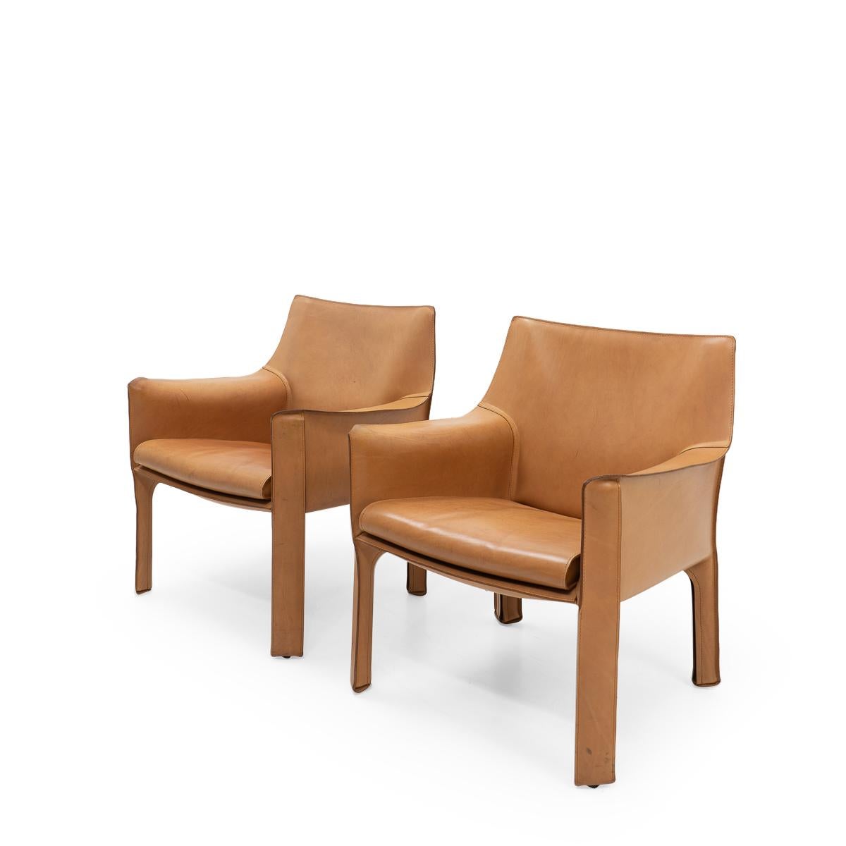 Cab 414 Armchairs by Mario Bellini for Cassina For Sale 9
