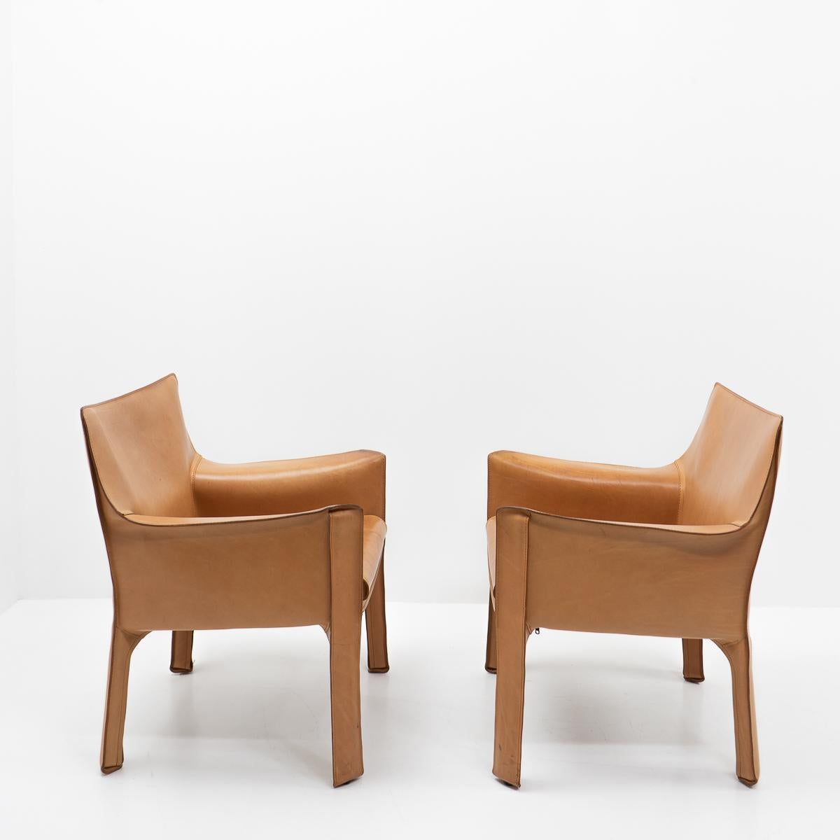 Late 20th Century Cab 414 Armchairs by Mario Bellini for Cassina For Sale
