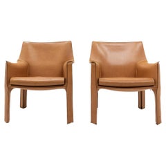 Cab 414 Armchairs by Mario Bellini for Cassina, Set of 2