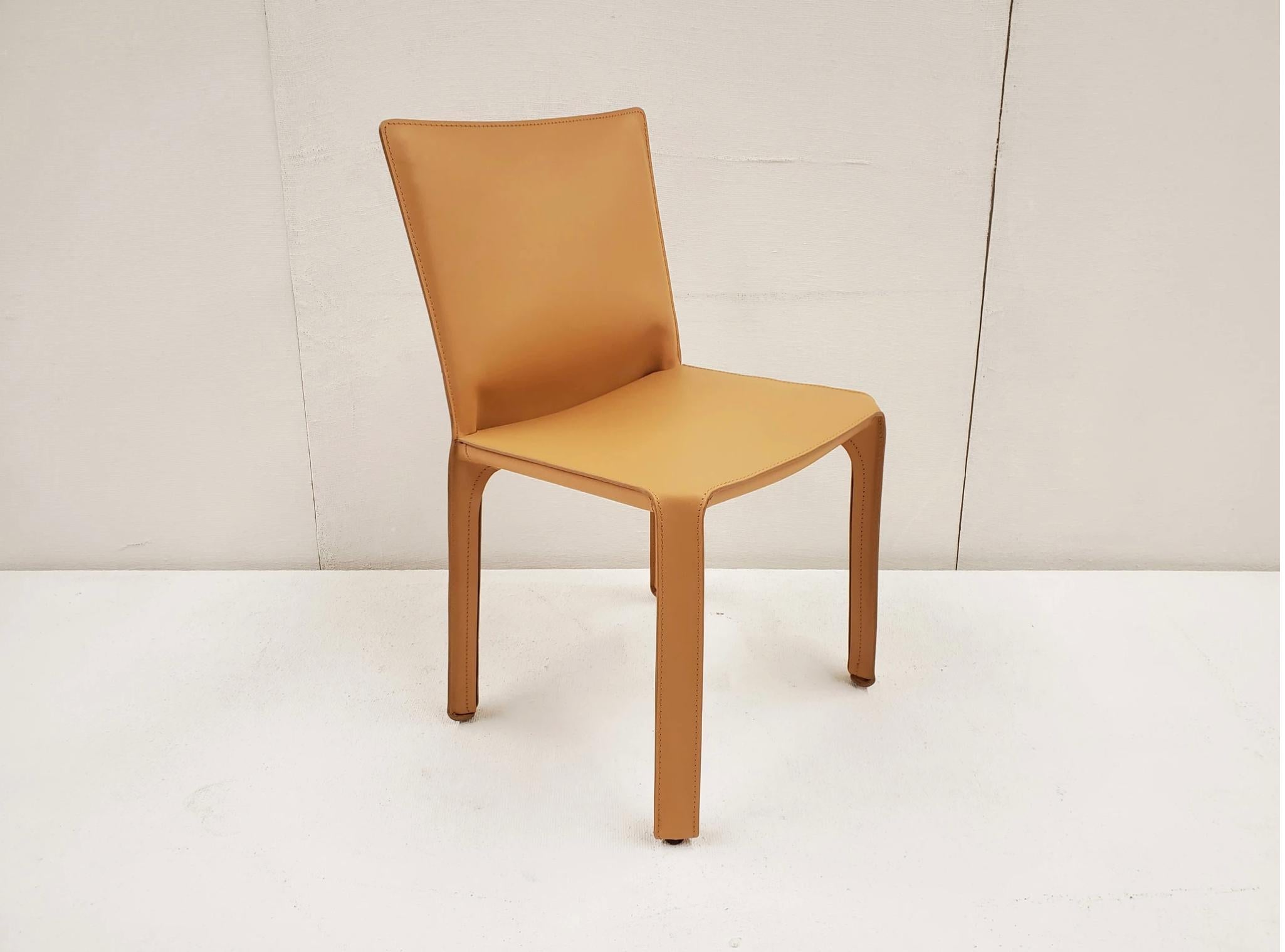 Cab chair by Mario Bellini for Cassina in Natural Leather (set of 6) In New Condition In Vancouver, BC