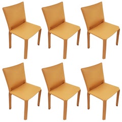 Cab chair by Mario Bellini for Cassina in Natural Leather (set of 6)