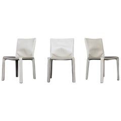CAB Chairs by Mario Bellini for Cassina in Ivory White Leather