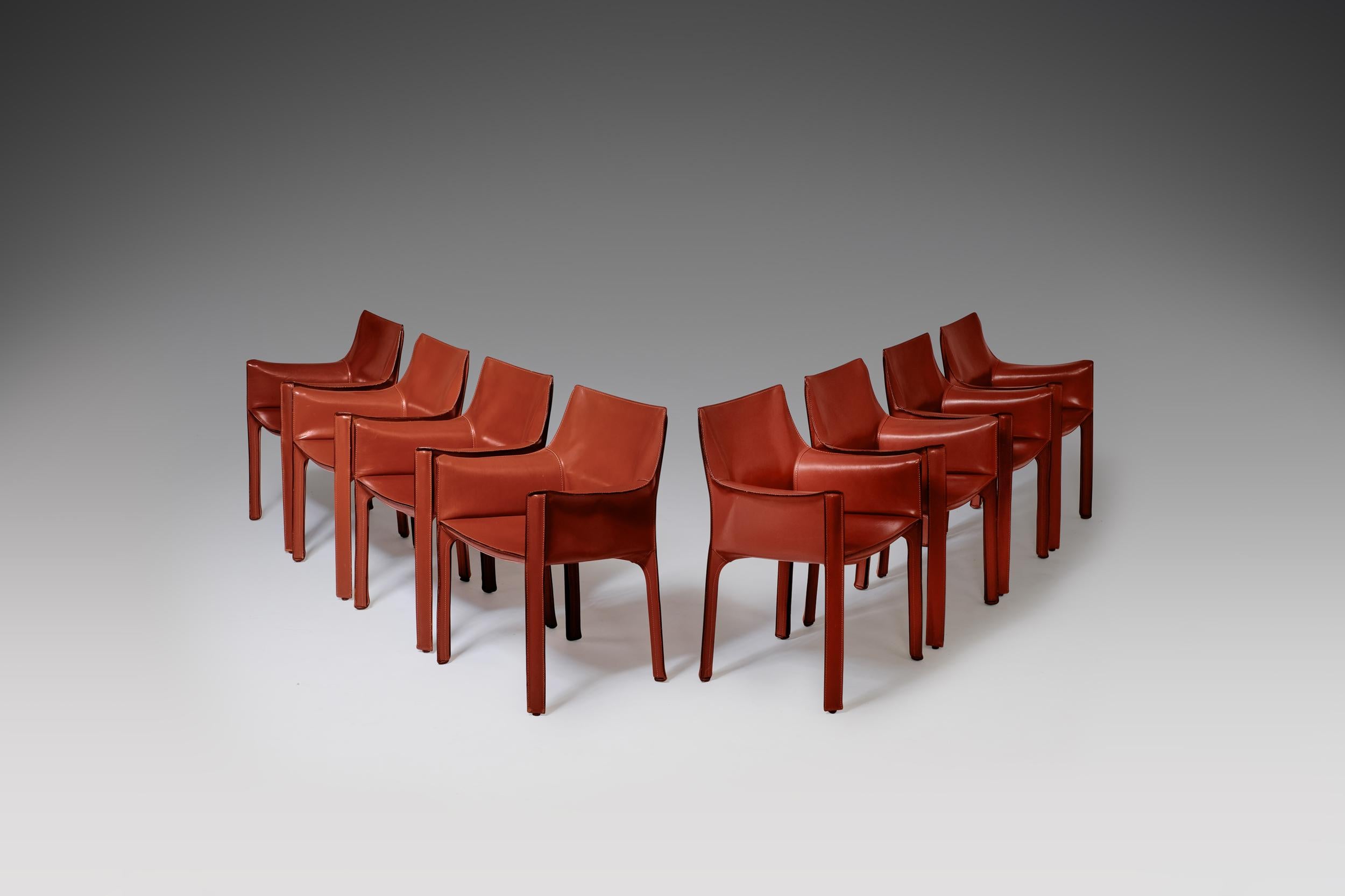 Mid-Century Modern Cab Chairs by Mario Bellini for Cassina, Set of Eight