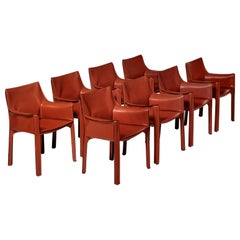 Cab Chairs by Mario Bellini for Cassina, Set of Eight