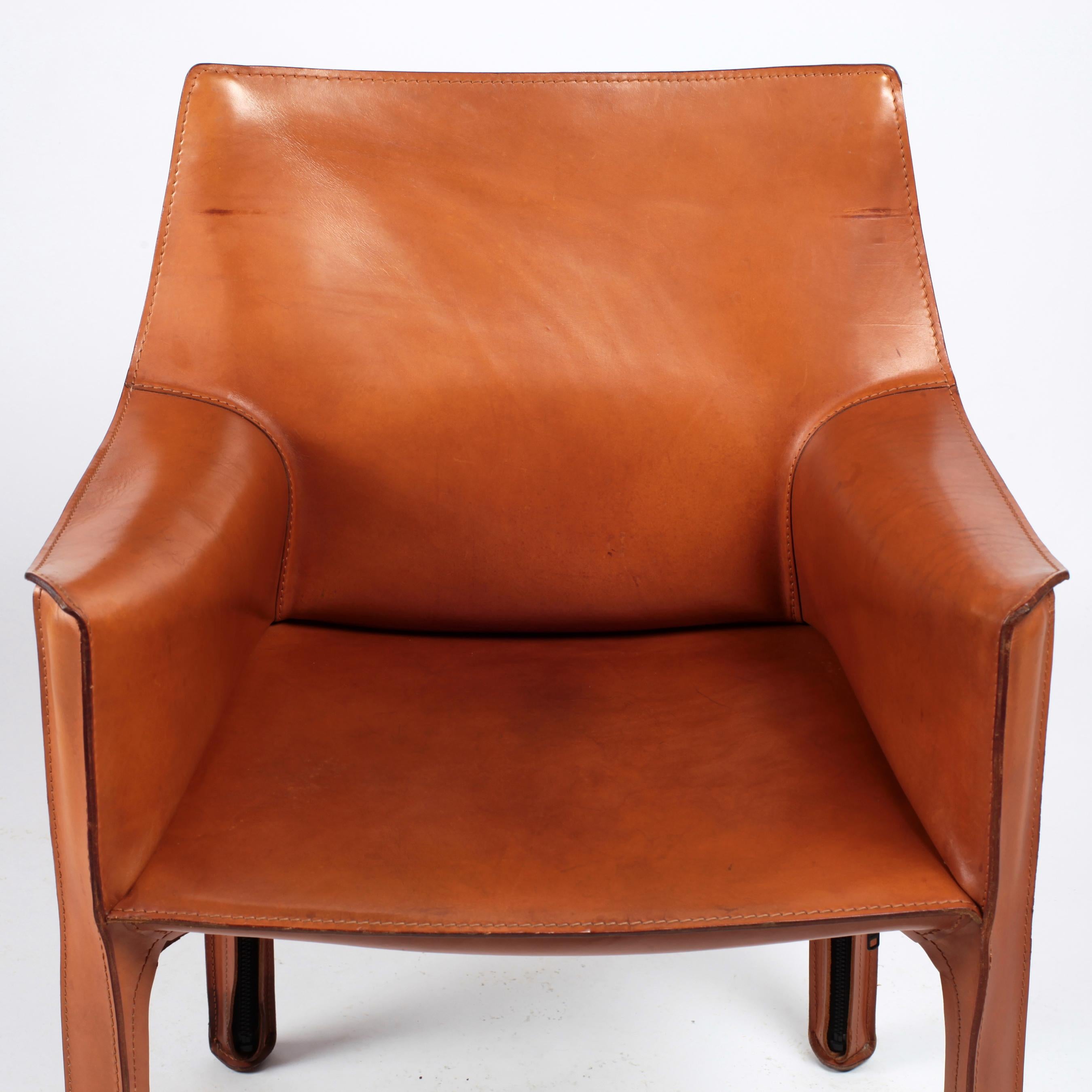 Cab Leather Armchairs by Mario Bellini for Cassina Set of Six Italy 1980s 5