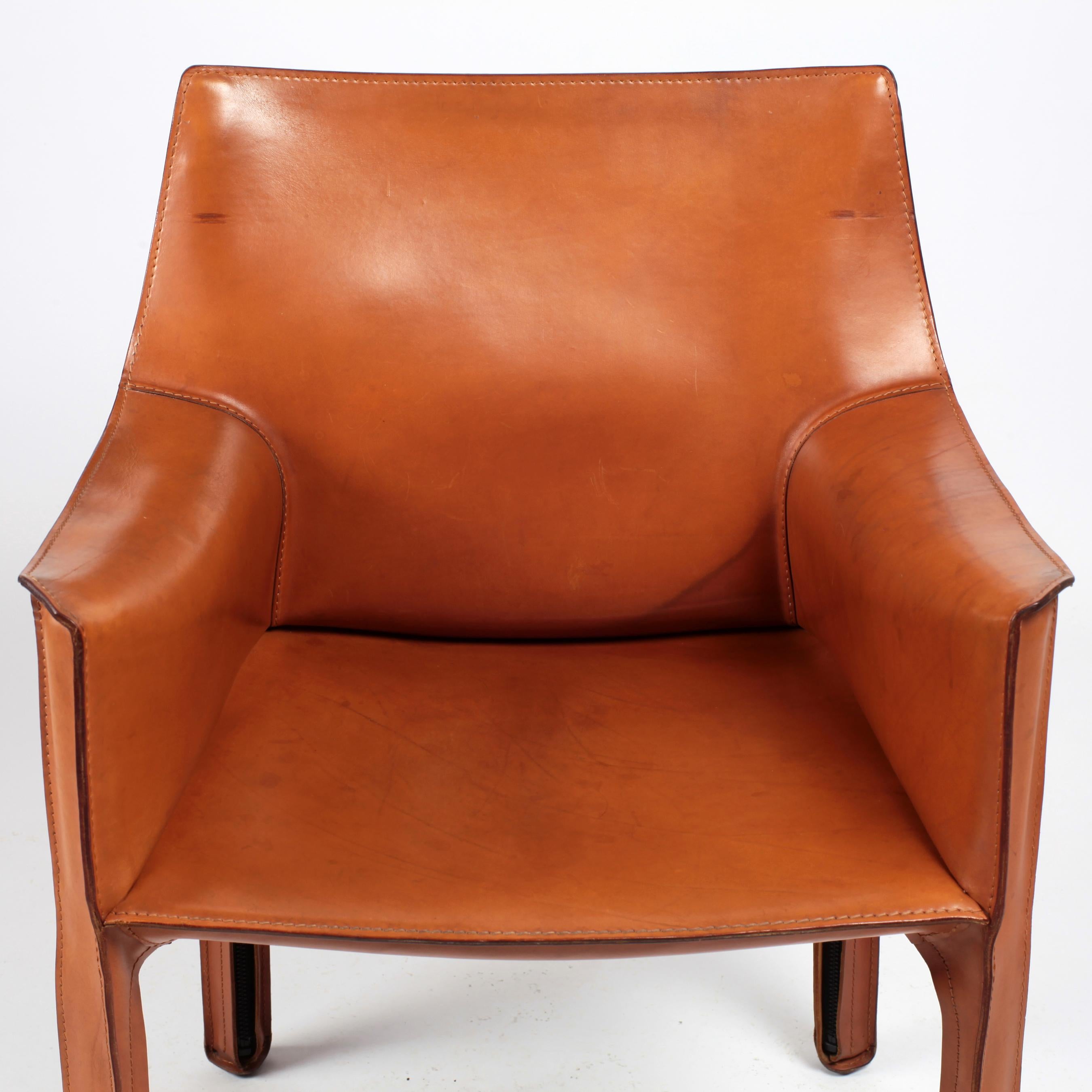 Cab Leather Armchairs by Mario Bellini for Cassina Set of Six Italy 1980s 6