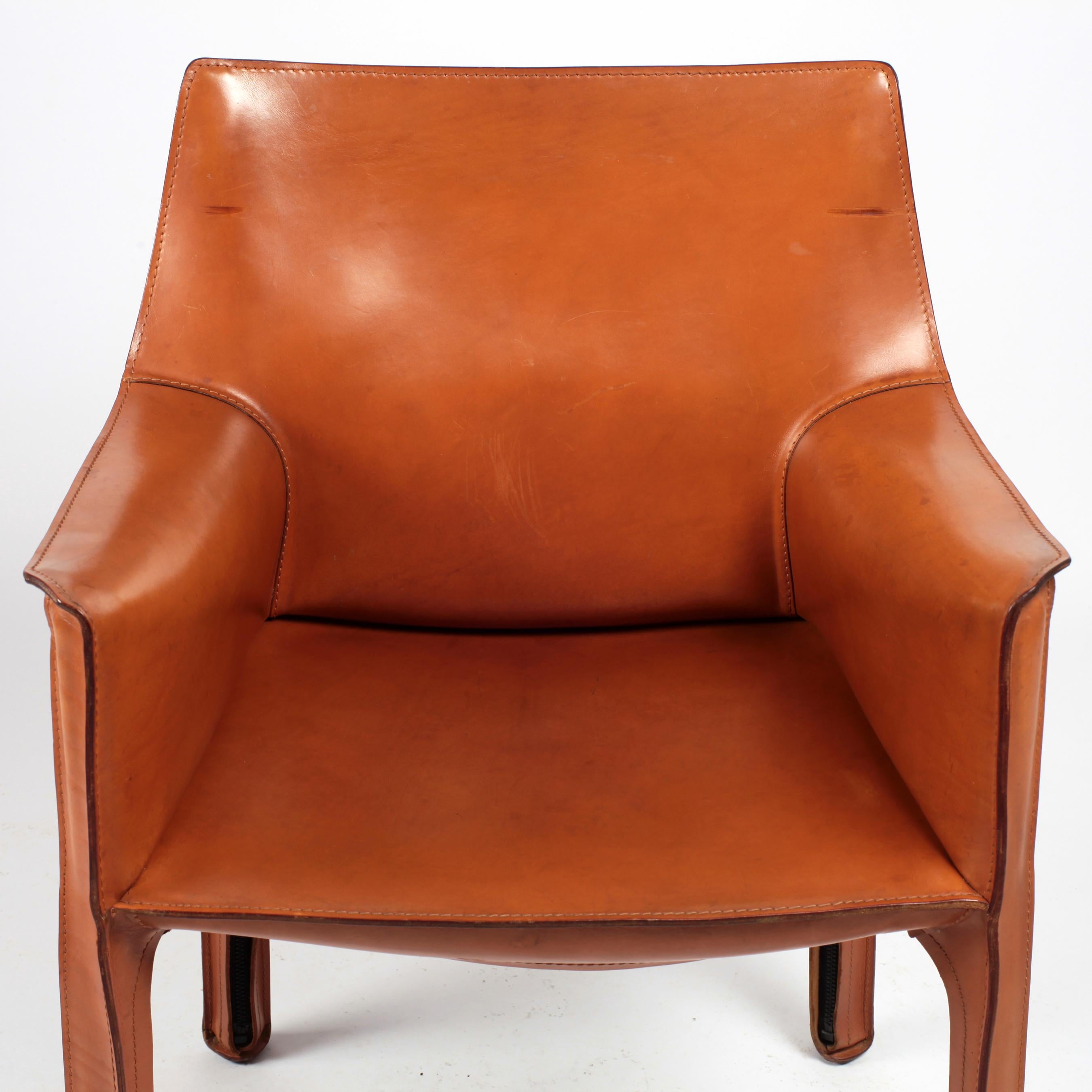 Cab Leather Armchairs by Mario Bellini for Cassina Set of Six Italy 1980s 7