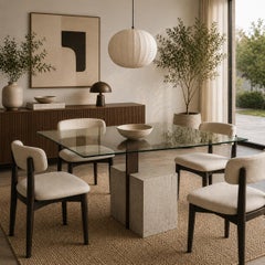 Cabal Bespoke Italian Travertine Marble Oxid Iron Joaquin Moll Dining Table