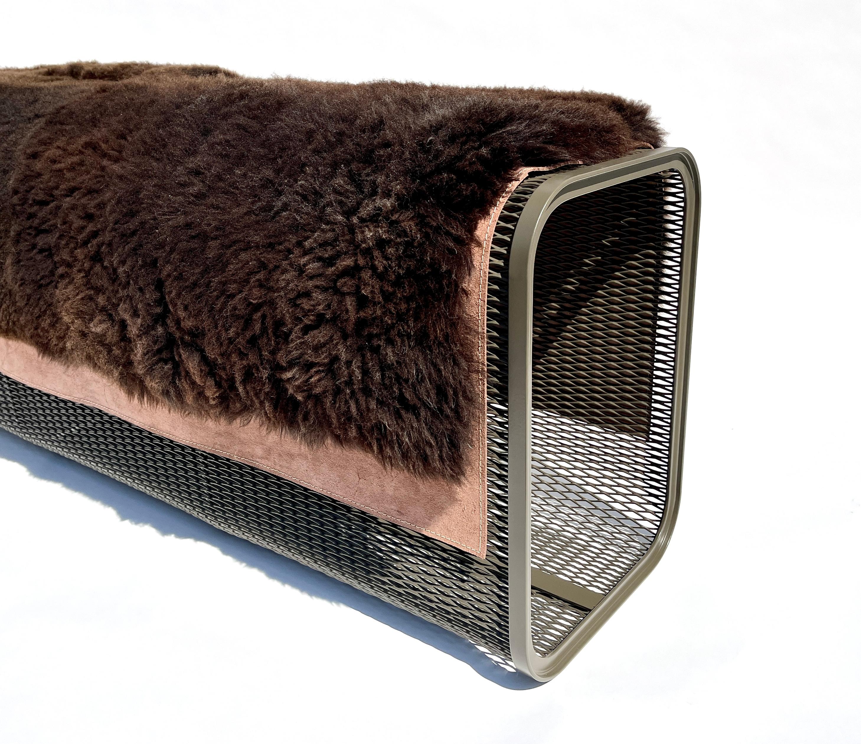 Caballito Blanco Large Bench in Leather & Fabric by Oscar Maschera Neuf - En vente à Geneve, CH
