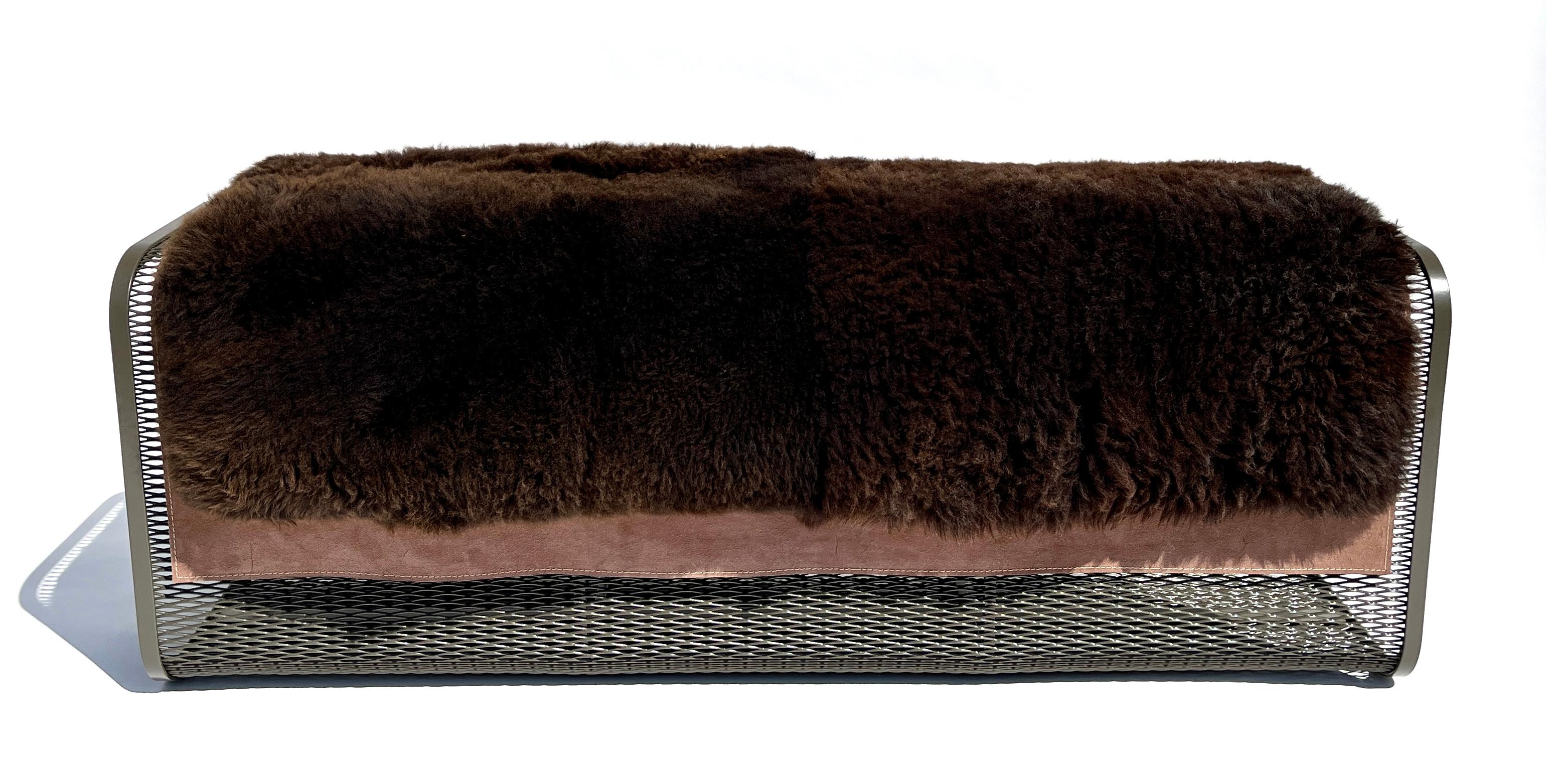 Autre Petit banc Caballito Blanco en cuir et tissu par Oscar Maschera en vente