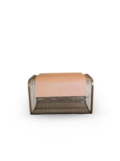 Caballito Piccolo Bronze Steel Mesh Bench in Sole Wool & Brown Fabric