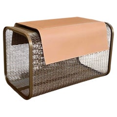Caballito Piccolo Bronze Steel Mesh Bench in Sole Wool & Brown Fabric