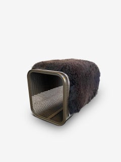 Caballito Piccolo Bronze Steel Mesh Bench with Dark Brown Sheepskin & Suede