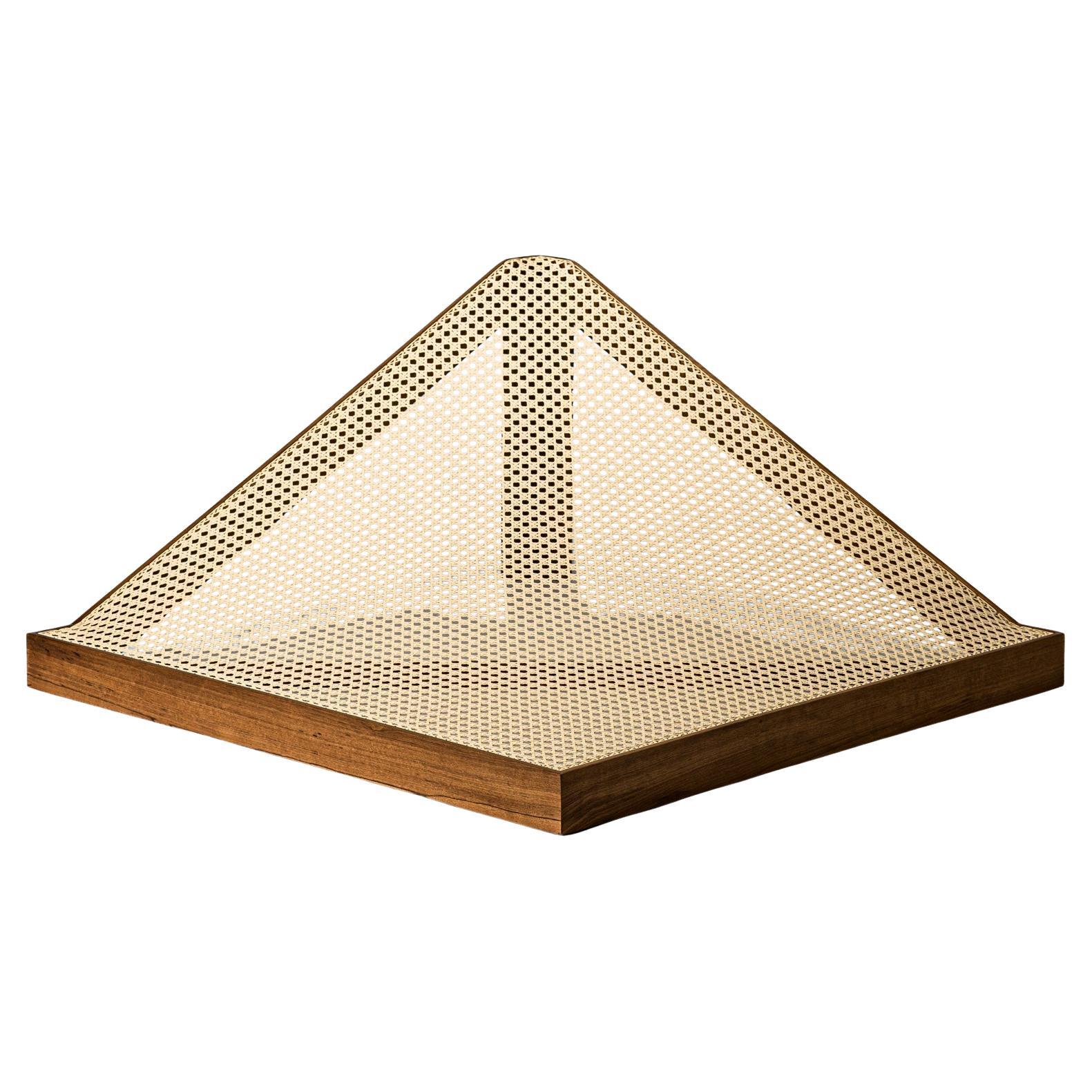 "Cabana" Center Table, Imbuia Wood and rattan