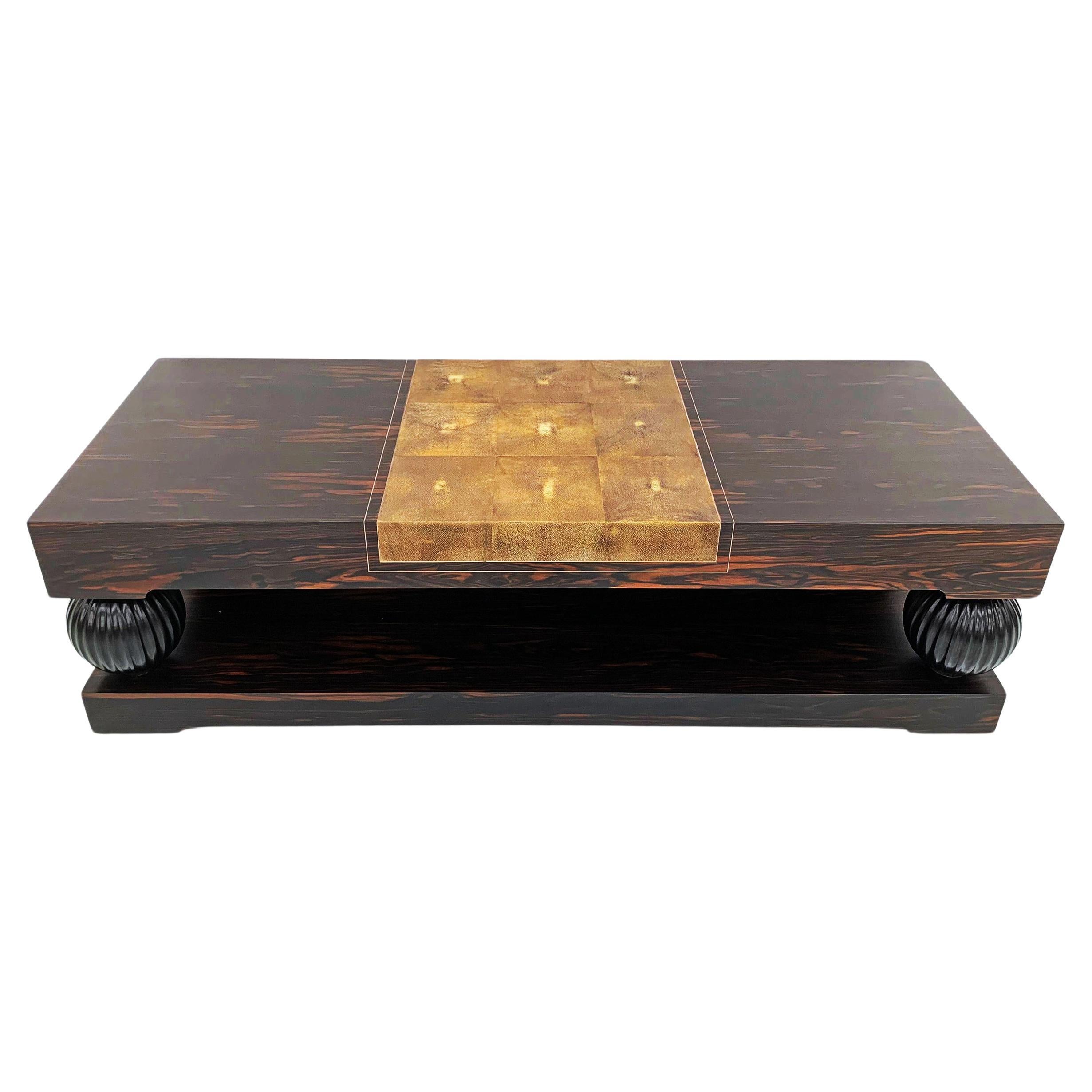 Mesa baja Cabanel Basse-Boule Piel de zapa de Macassar Según Émile-Jacques Ruhlmann en venta