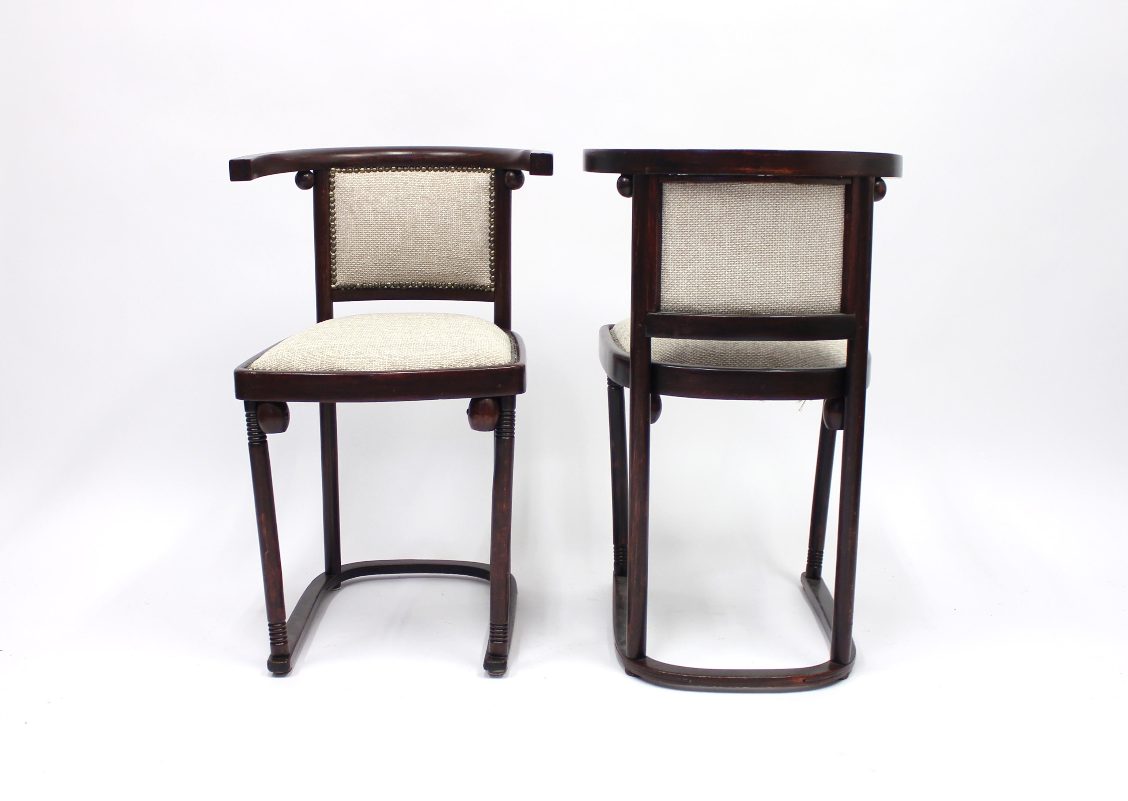 Vienna Secession Cabaret Fledermaus Chairs by Josef Hoffmann for Thonet, Set of Two