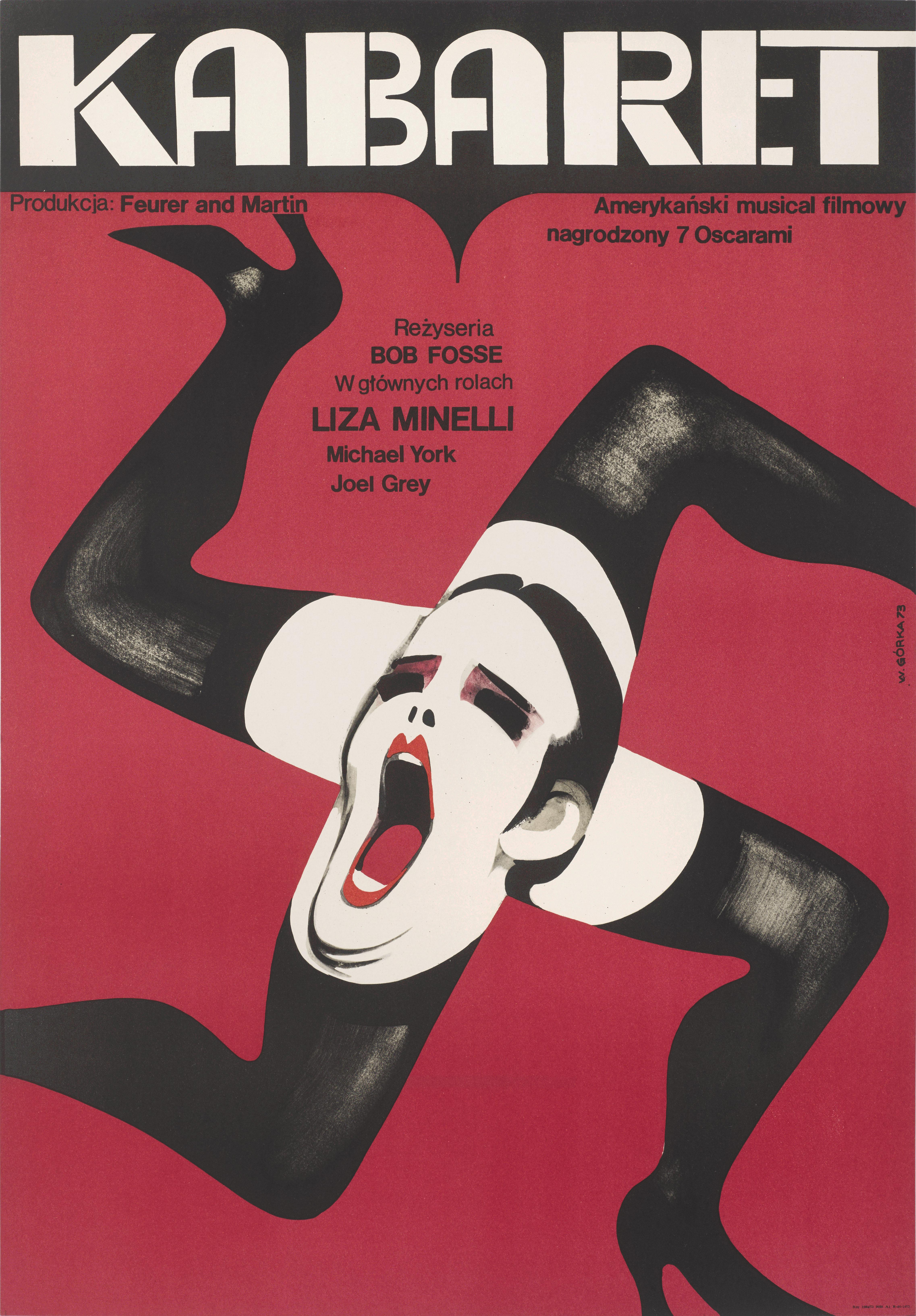 Original Polish film poster for Cabaret 1972). 
This poster was designed by Polish artist Wiktor Gorka 1922 -2004 for the films first Polish release in 1973. Gorka was co-founder of the Polish Poster School . This is a very sought after poster