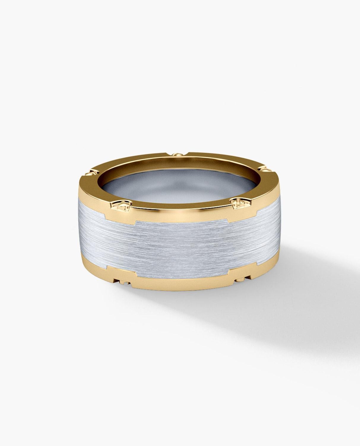CABARRUS Zweifarbiger Ring aus 14k Gelb- und Weißgold - breite Version (Zeitgenössisch)