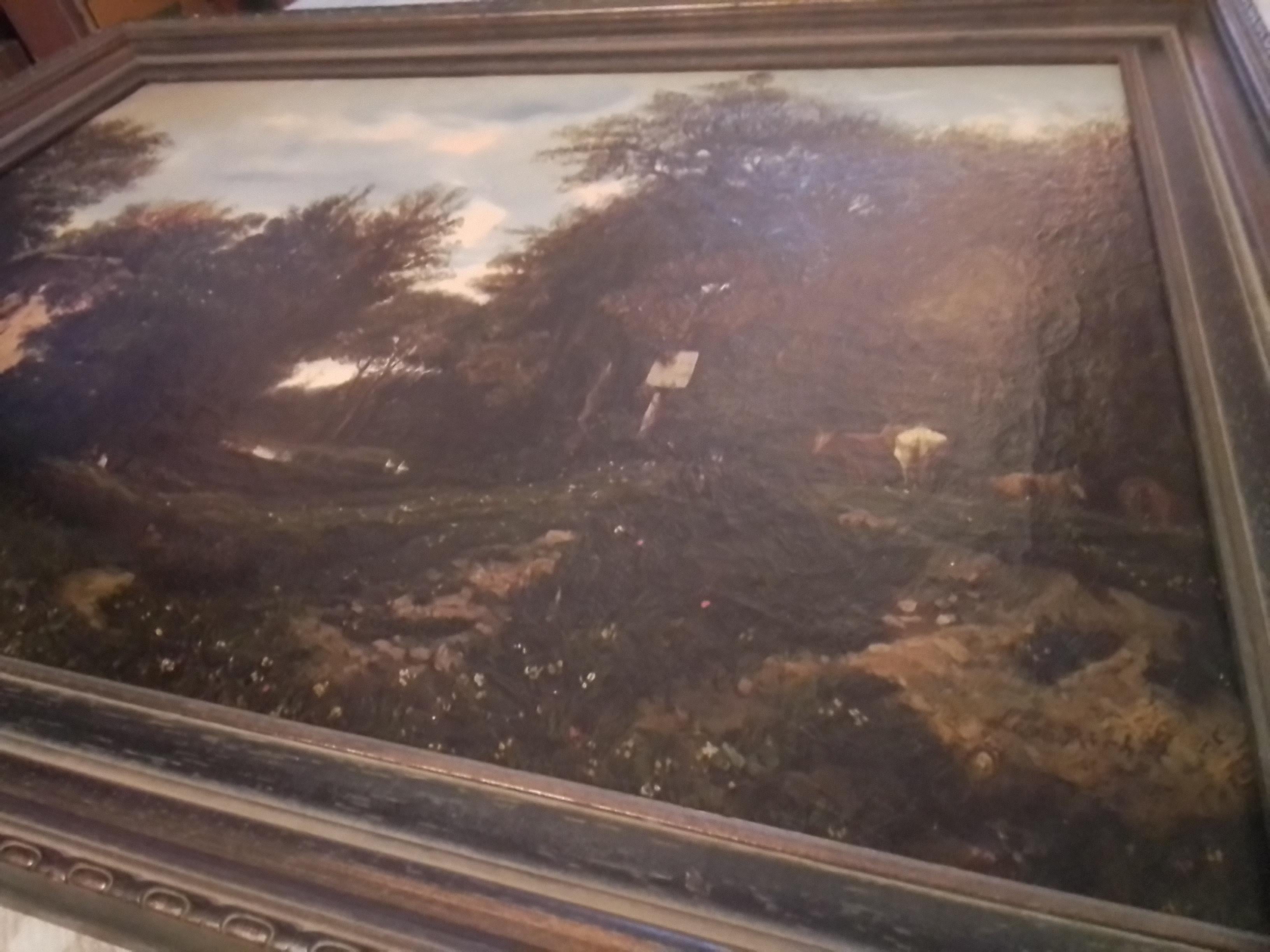 Cottage Scene With Swans, oil on canvas, signed lower right For Sale 1