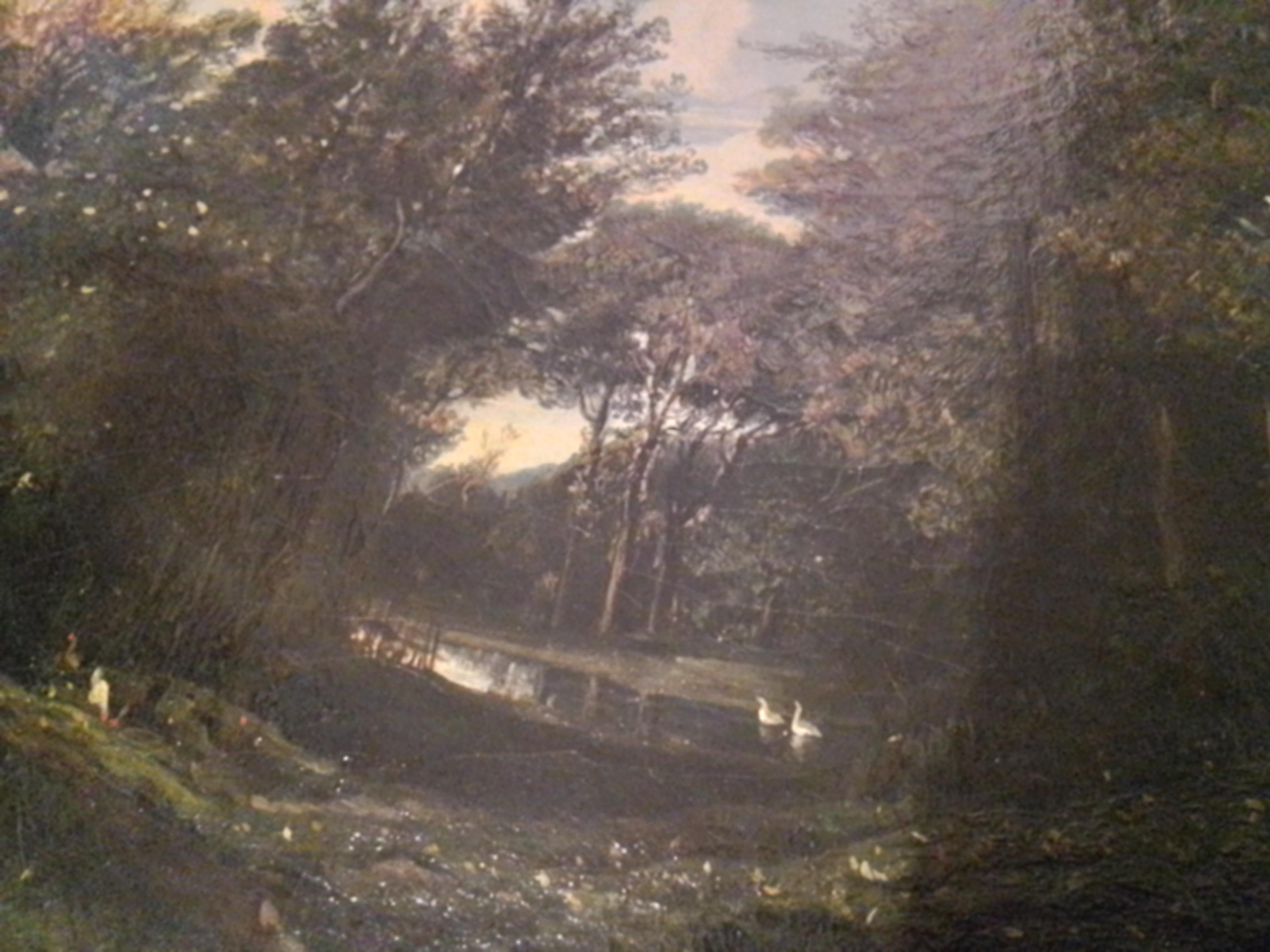 Cottage Scene With Swans, oil on canvas, signed lower right For Sale 4