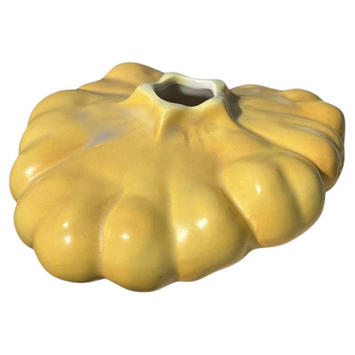 Cabbage Ware Fitz and Floyd Ceramic Squash Bud Vase in Yellow