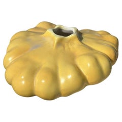 Retro Cabbage Ware Fitz and Floyd Ceramic Squash Bud Vase in Yellow