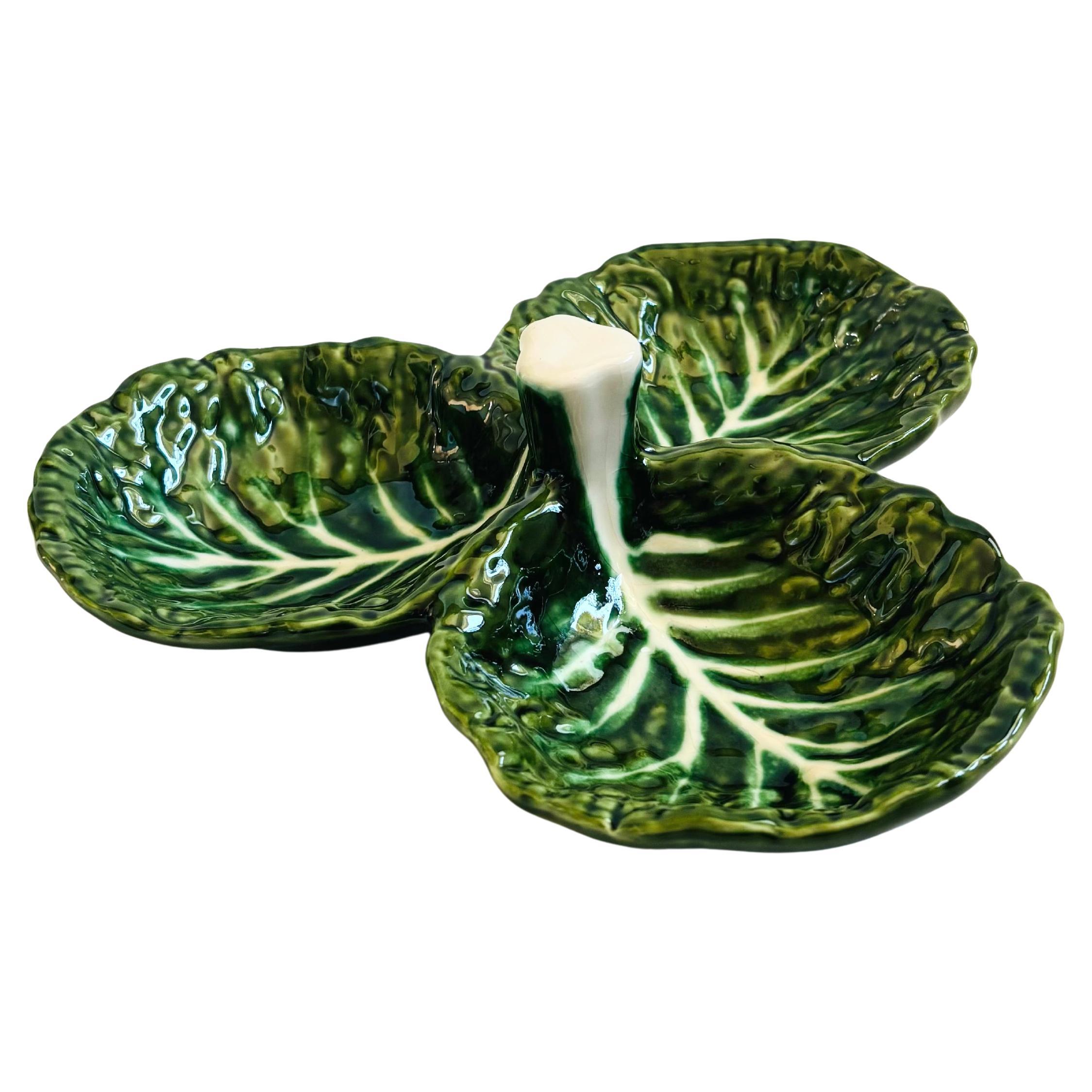 Piatto da portata diviso in due in Cabbageware - Made in Portugal in vendita